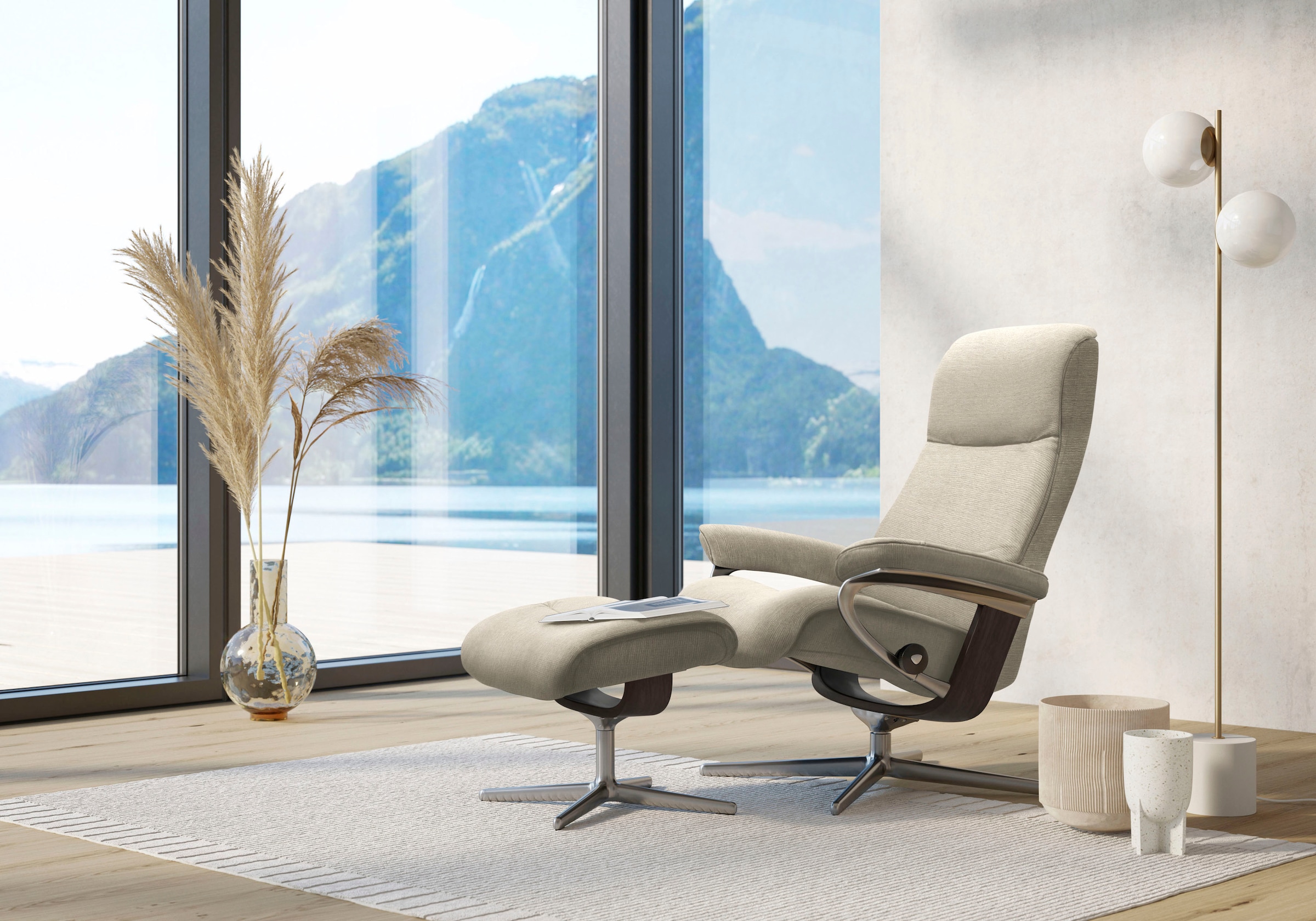 Stressless® Fußhocker »View«, mit Cross Base, Größe S, M & L, Holzakzent Wenge