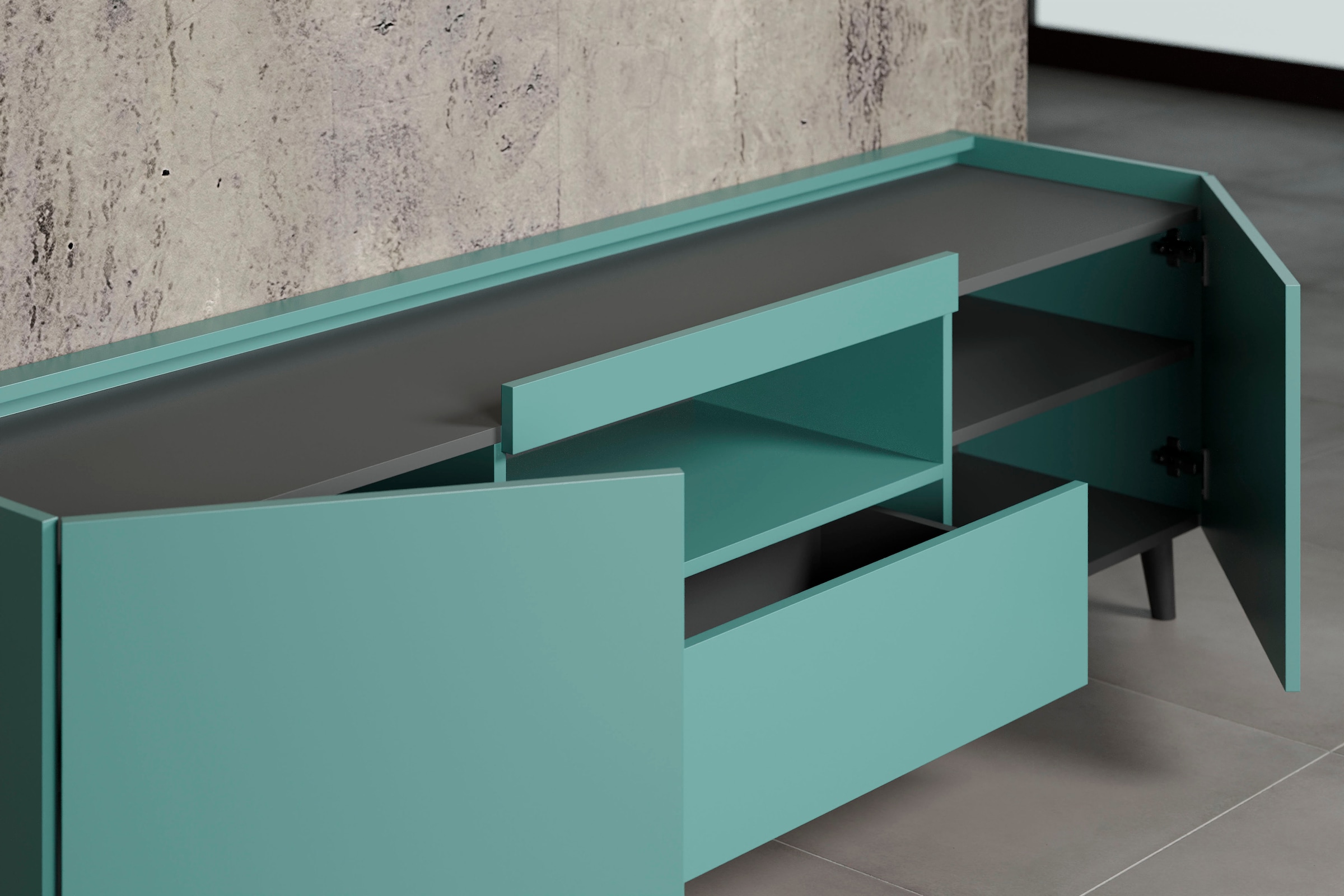 andas TV-Board »Mikkeline«, (1 St.), matt, B / H: ca. 181 / 60 cm, TV-Schrank, blau, Türkis