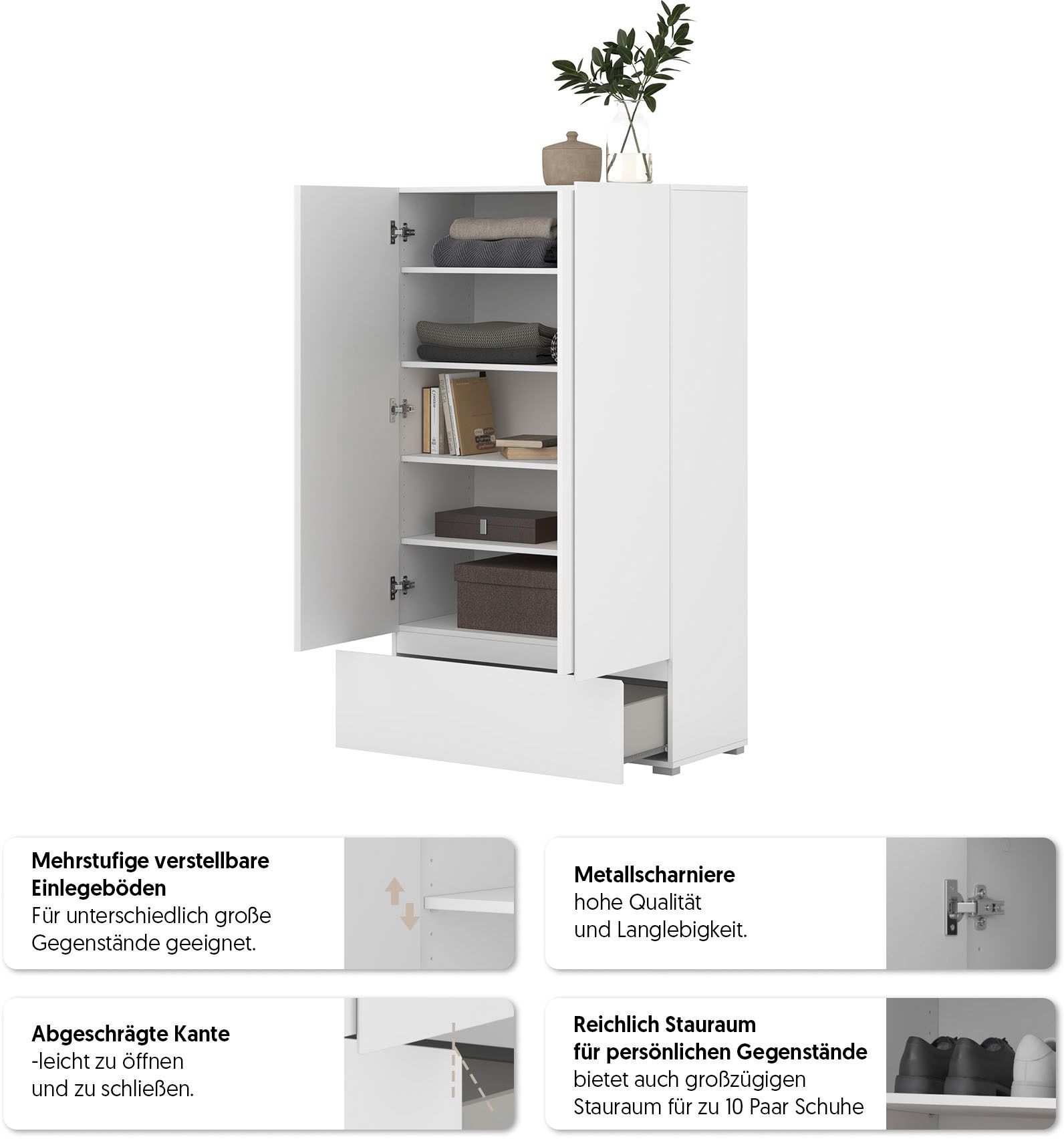 OTTO home Mehrzweckschrank »Metric,Breite 89 cm, Highboard, Universalschrank, Garderobe« Waescheschrank mit viel Stauraum, Einlegeböden verstellbar