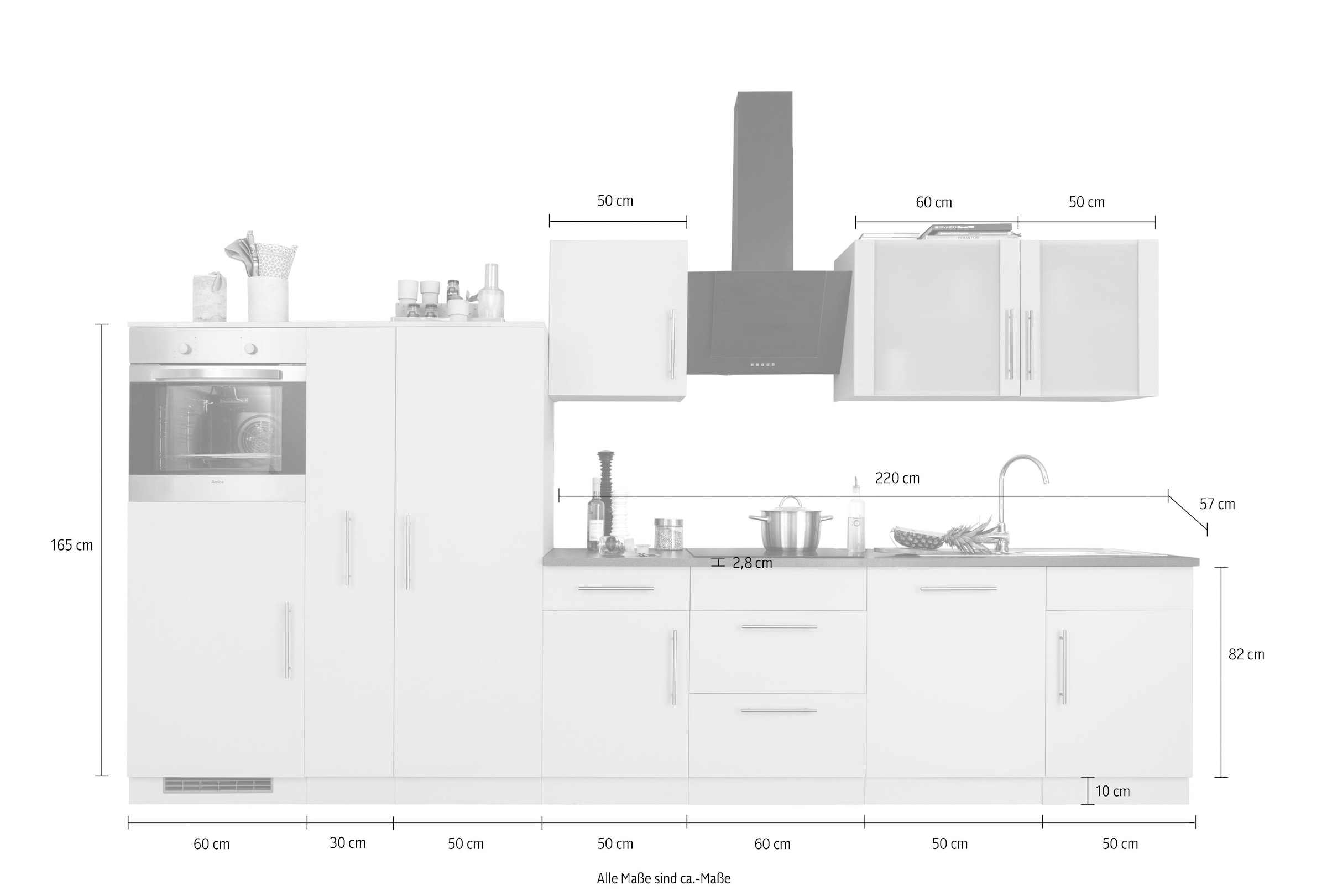wiho Küchen Küchenzeile »Cali, TOPSELLER« ohne E-Geräte, Breite 360 cm
