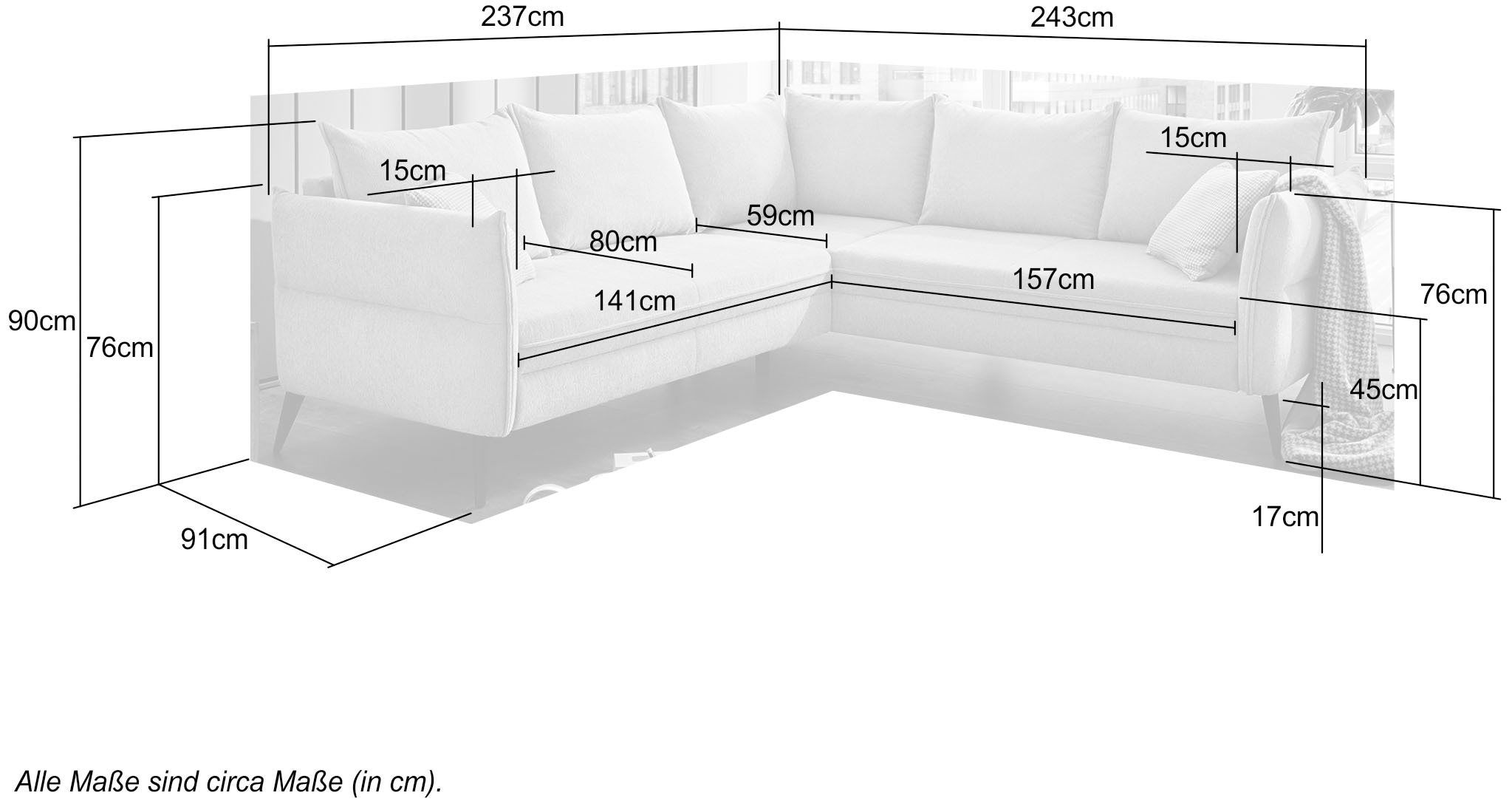 Jockenhöfer Gruppe Ecksofa »Jesolo L-Form«, Wellenfederung für einen angenehmen Sitzkomfort, elegant leichte Optik