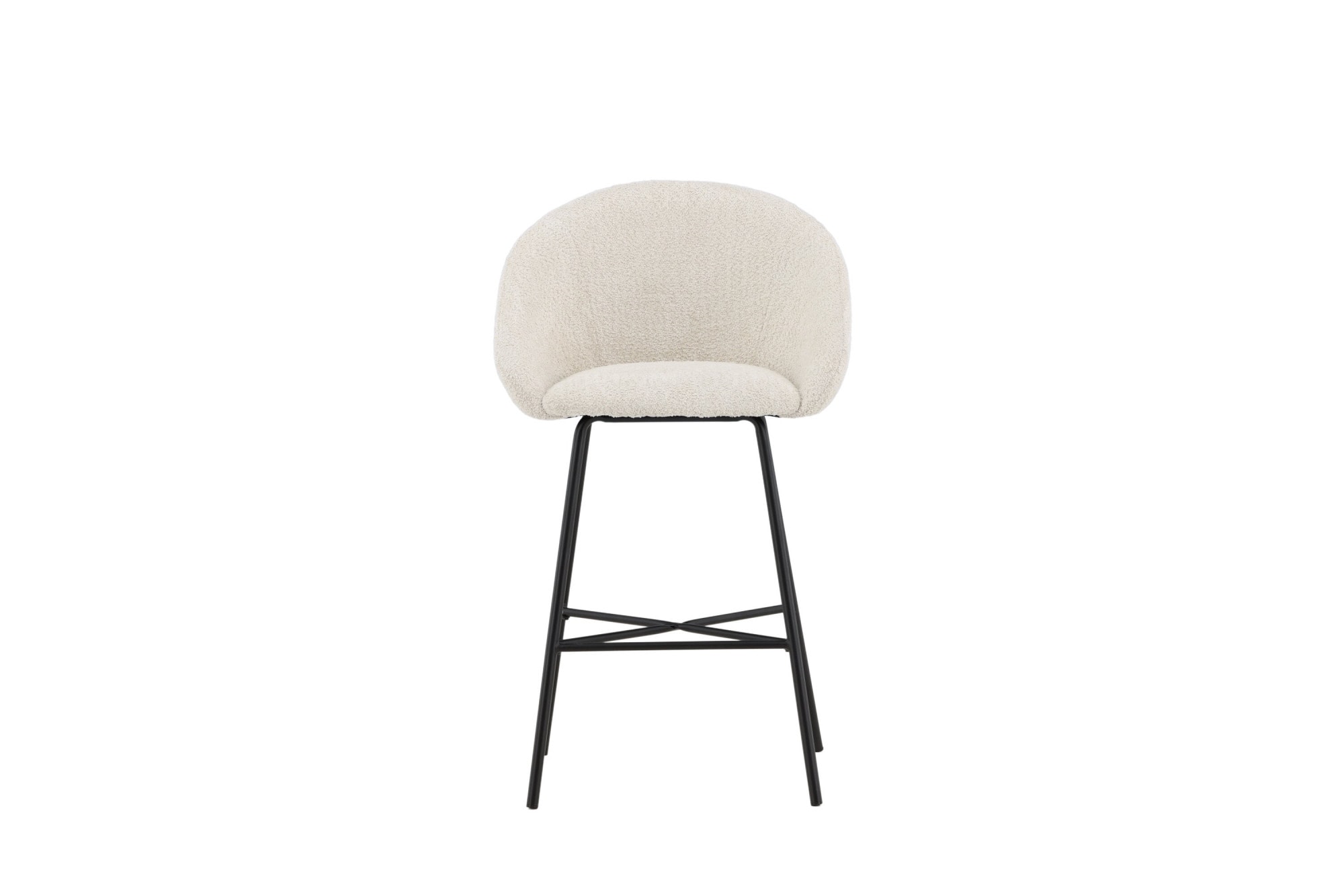 Venture Home Barhocker »Velvet, 2er-Set Barhocker mit weißem Teddy-Sitz, belastbar bis 150 kg« 2 Stk. tlg. Tresenstuhl, Plüsch-Bezug, schwarzer Stahlrahmen, Fußstütze, kuschelig