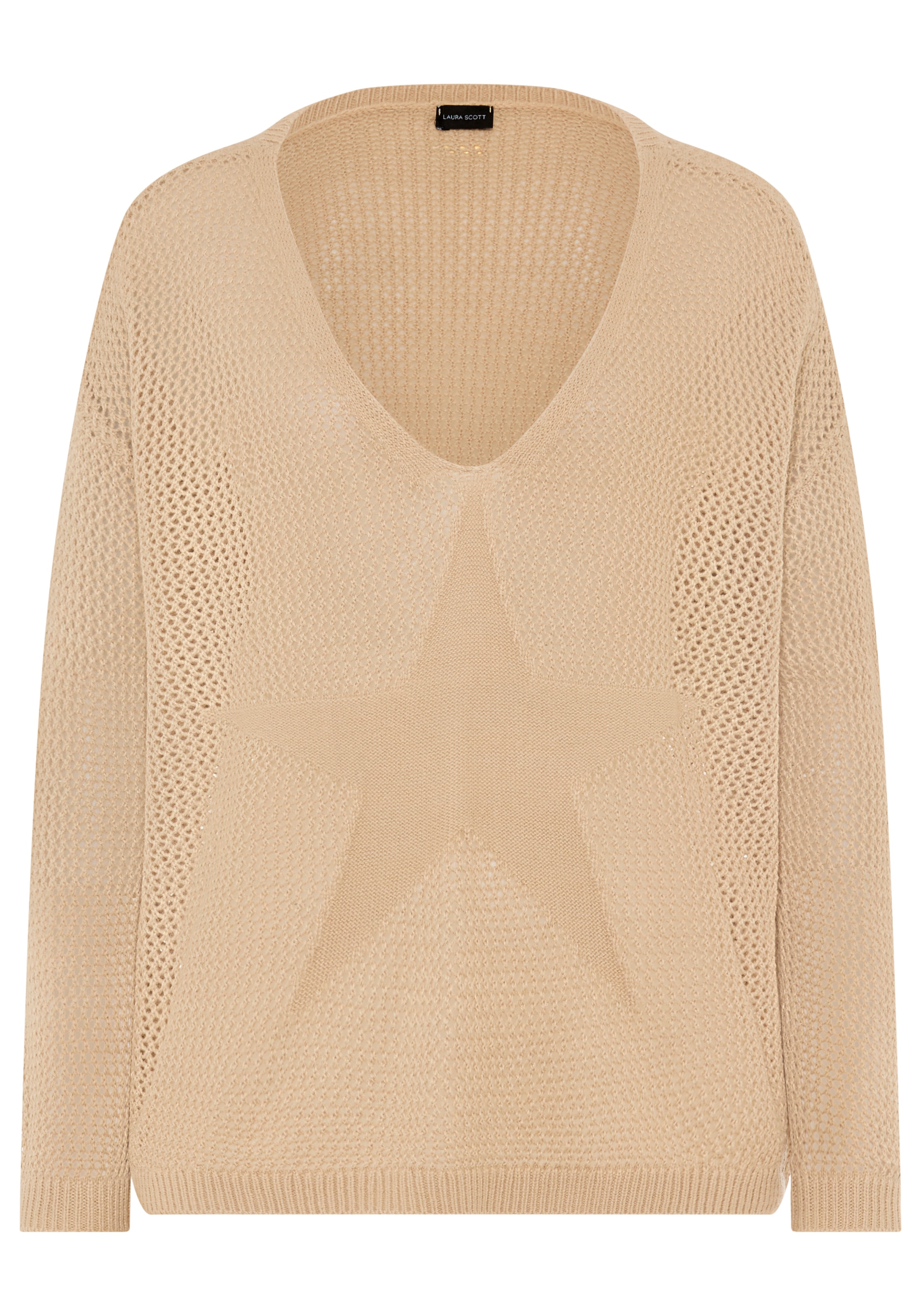 Laura Scott Strickpullover »aus sommerlich leichtem Material« aus modernem Lochstrick mit Sternmuster