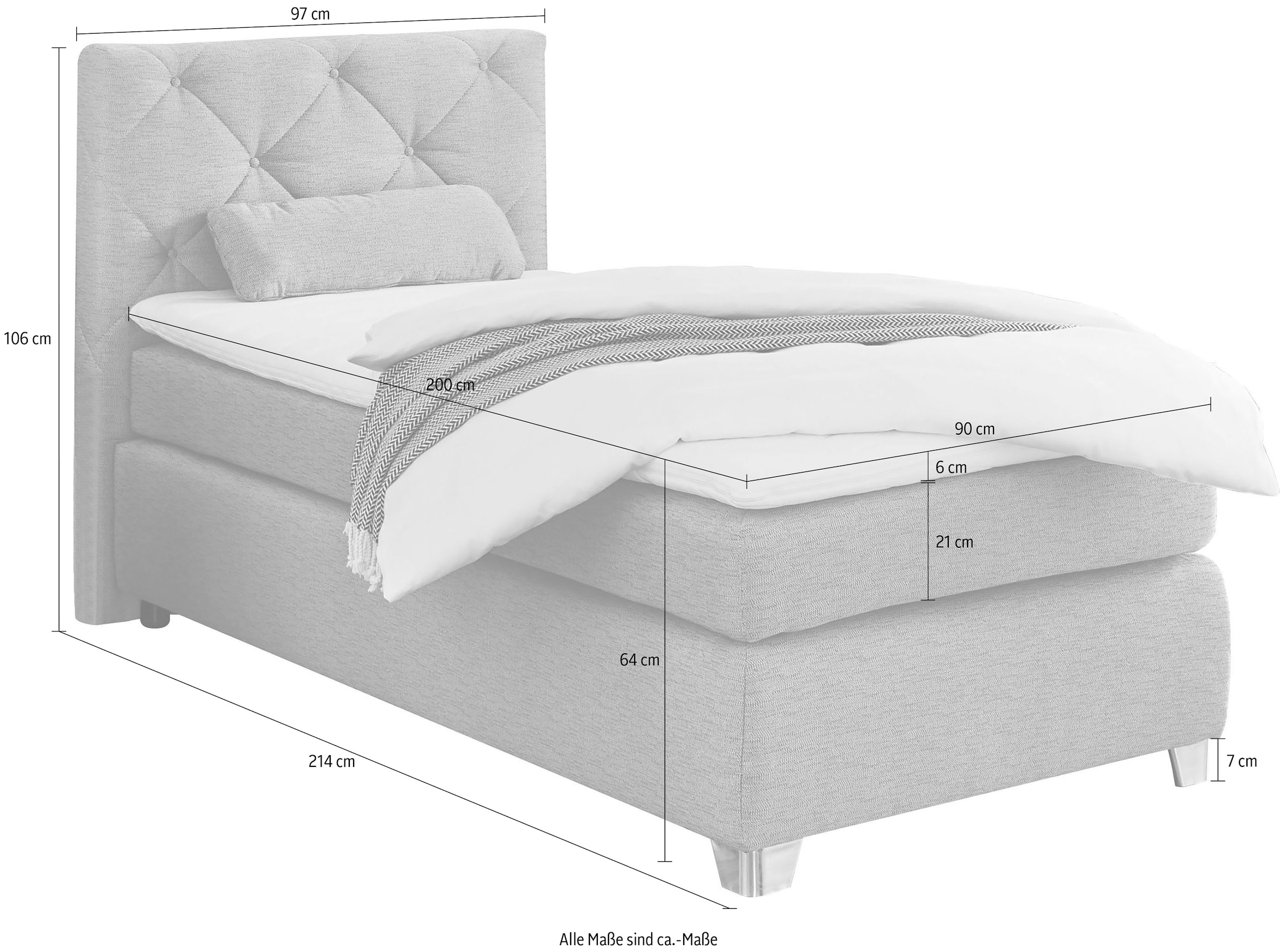 Jockenhöfer Gruppe Boxspringbett »Finja« mit Topper und Zierkissen, erhältlich in 90,120,140 & 180cm Breite