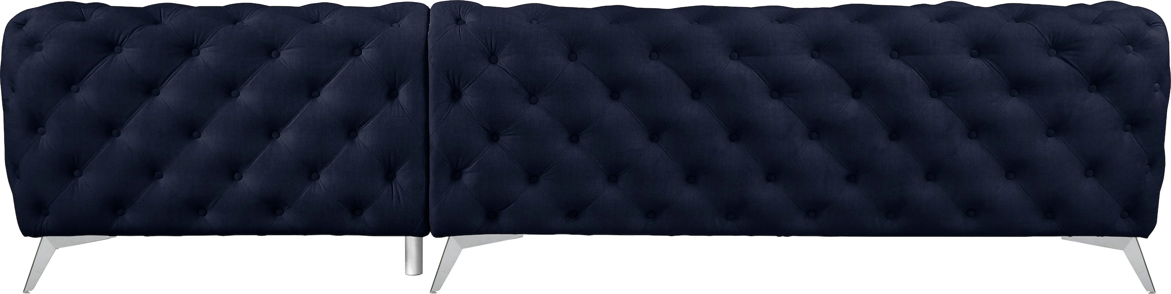 Leonique Chesterfield-Sofa »Ecksofa GLYNIS L-Form mit Wellenunterfederung, Maße B/T/H 323/264/75cm«, aufwändige Knopfheftung, moderne Chesterfield Optik, Fußfarbe wählbar