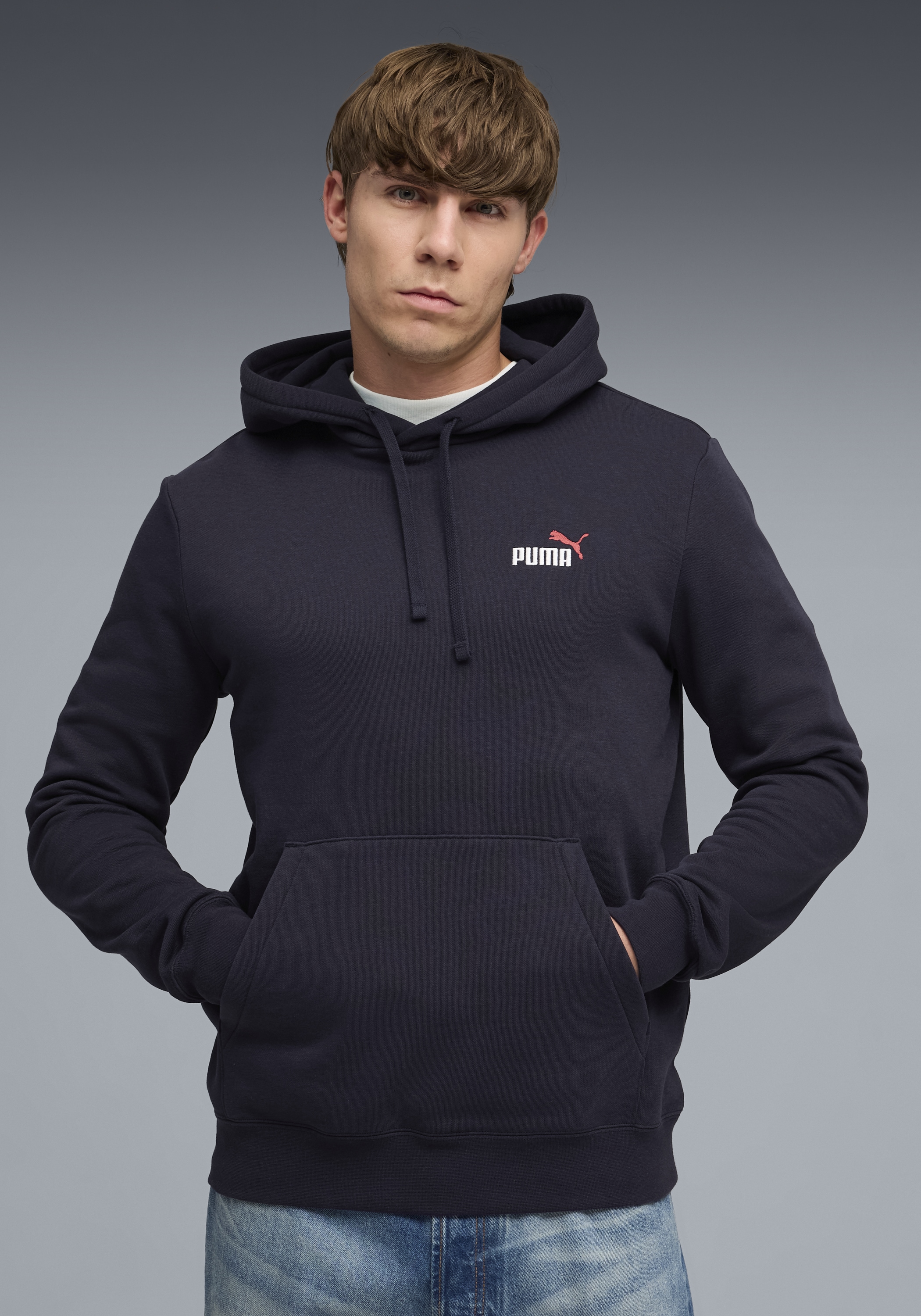 PUMA Kapuzensweatshirt »ESS 2 COLOR SMALL NO 1 LOGO HOODIE FL«, mit verstellbarer Kapuze, mit gerippten Bündchen und Saum
