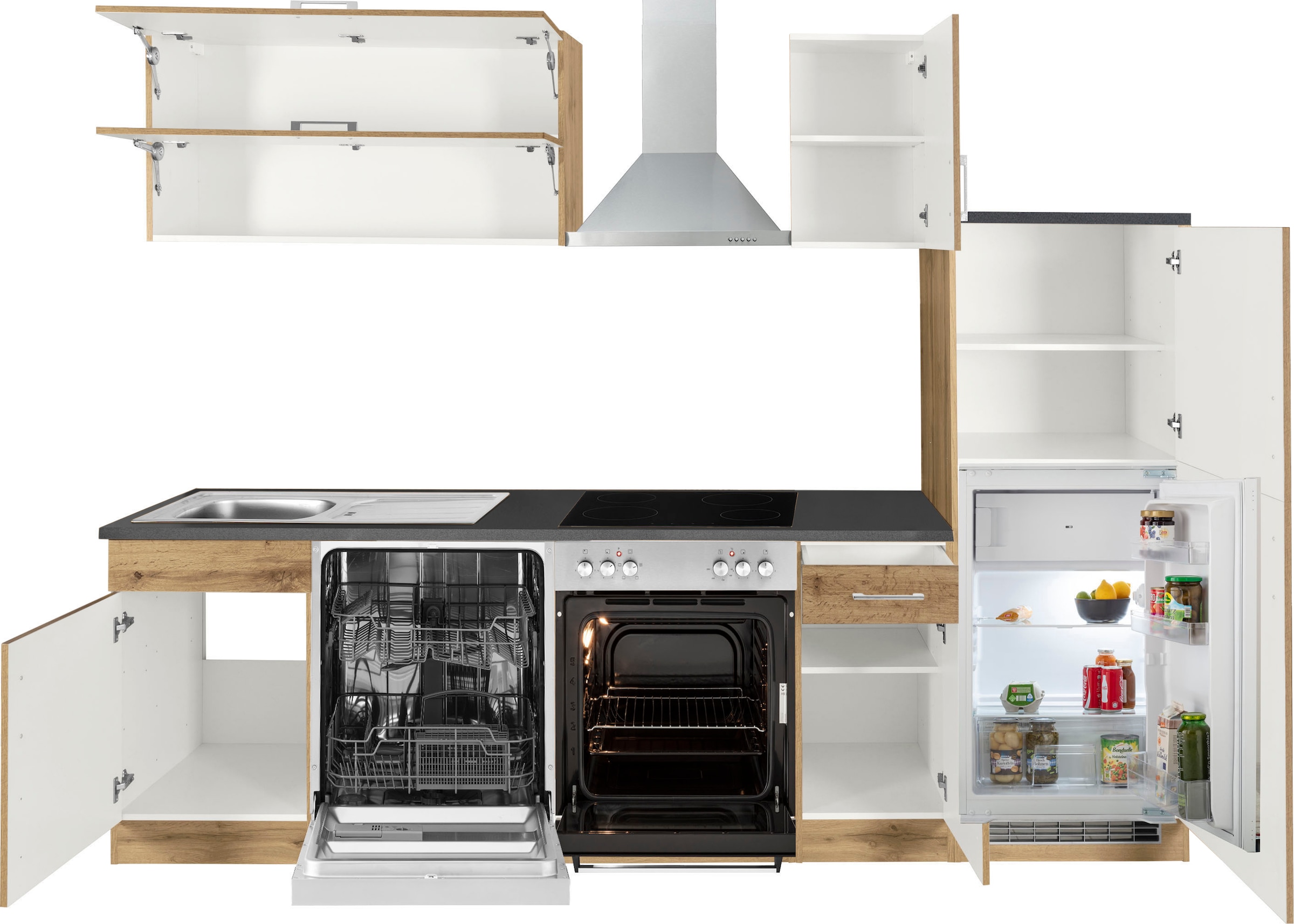 KOCHSTATION Küchenzeile »KS-Colmar« mit E-Geräten, Breite 270 cm