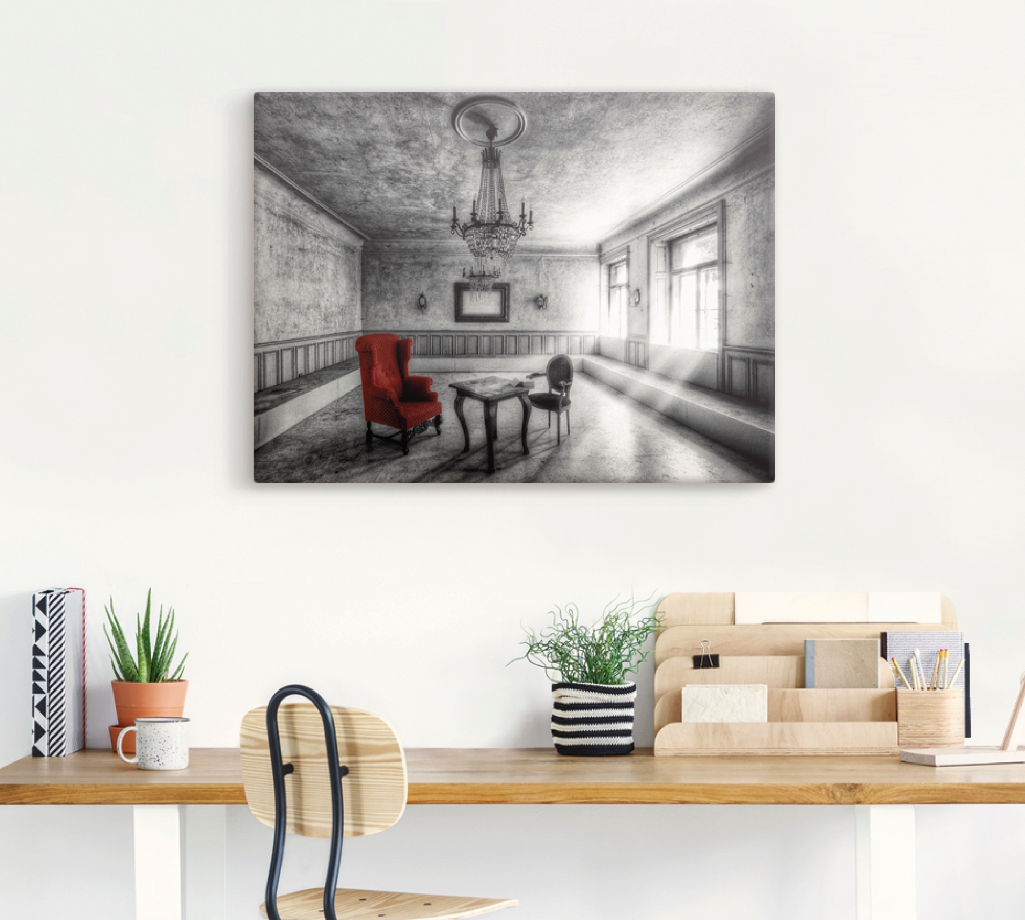 Artland Wandbild »Lost Place - Roter Sessel«, Architektonische Elemente, (1 St.), als Alubild, Outdoorbild, Leinwandbild, Poster, Wandaufkleber