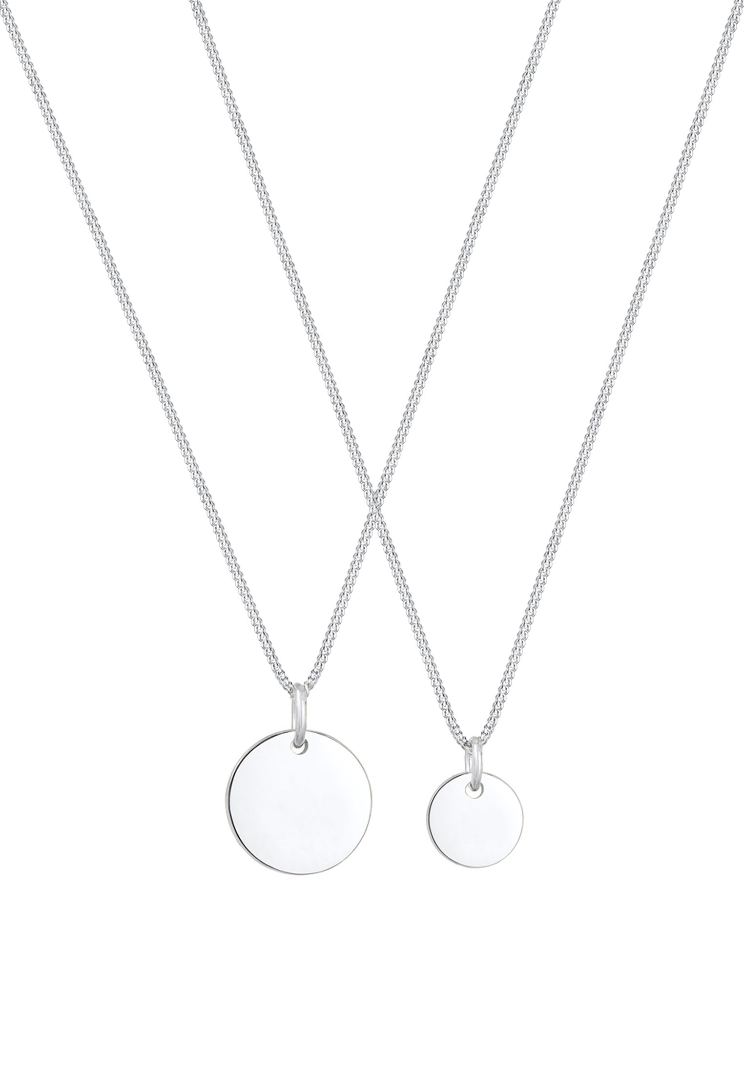 Elli Ketten-Set »Halskette Plättchen Coin Mutter Tochter 2er Set 925 Silber«