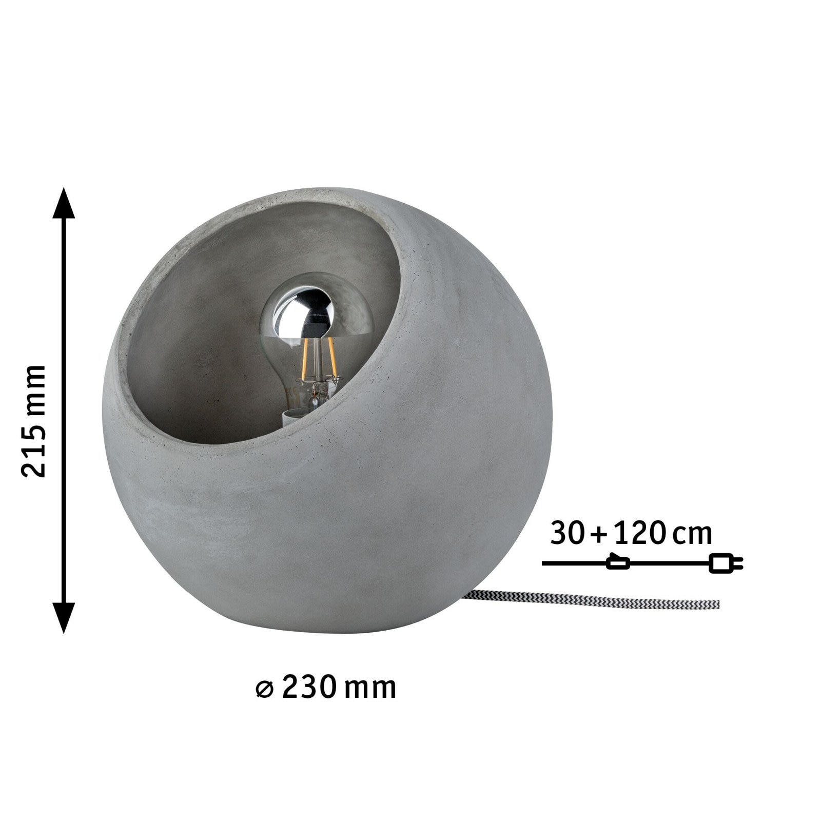 Paulmann Tischleuchte »Neordic Ingram max.1x20W E27 Grau 230V Beton«, 1 flammig, Leuchtmittel E27 | ohne Leuchtmittel