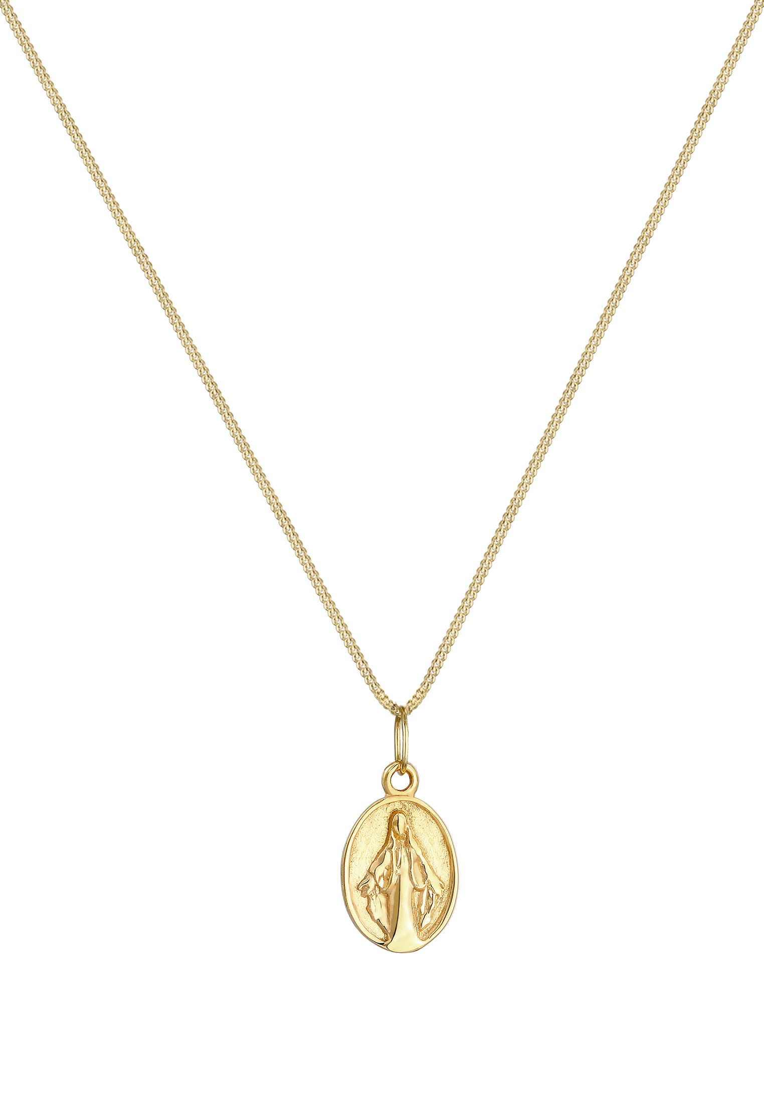 Elli Premium Kette mit Anhänger »Halskette Marienbild 375 Gelbgold«