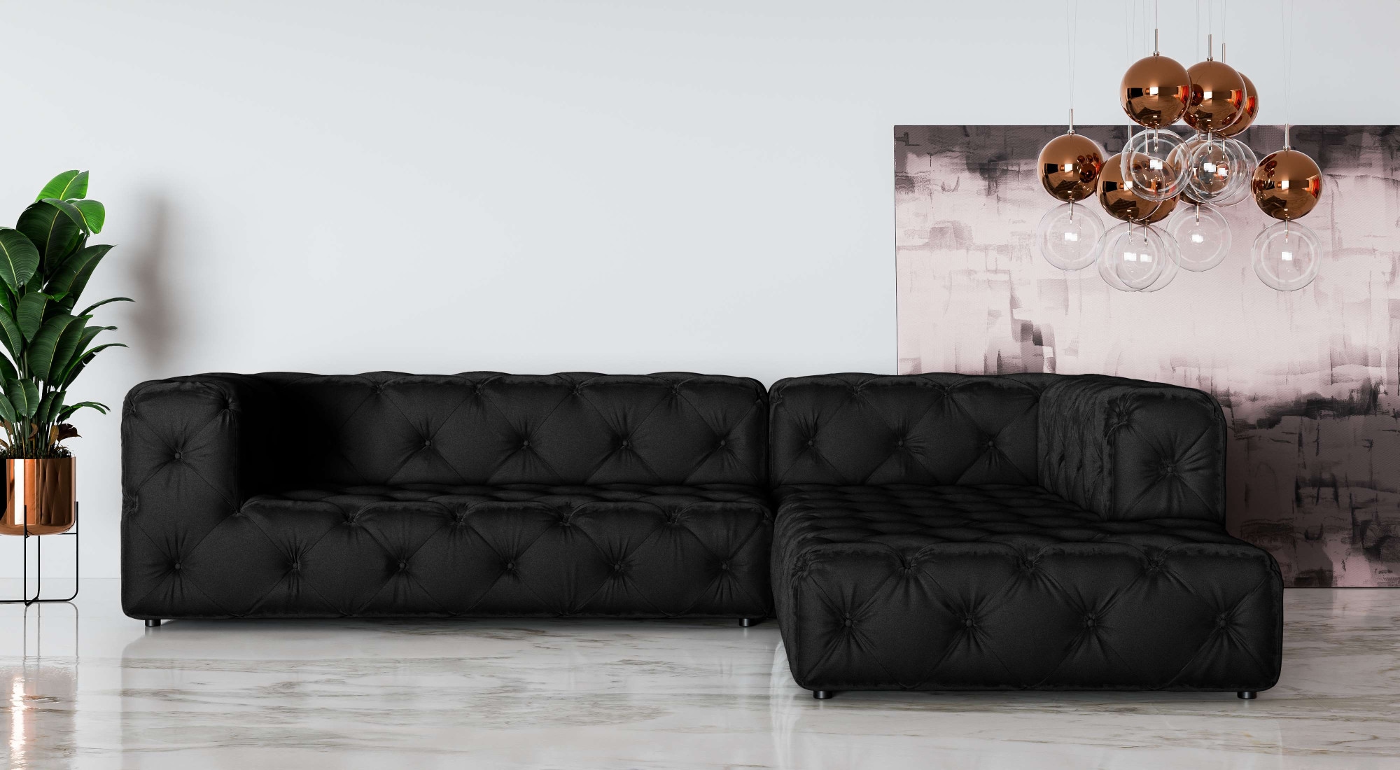 Home affaire Ecksofa »FOLLINA« L-Form, mit klassischer Chesterfield-Knopfheftung