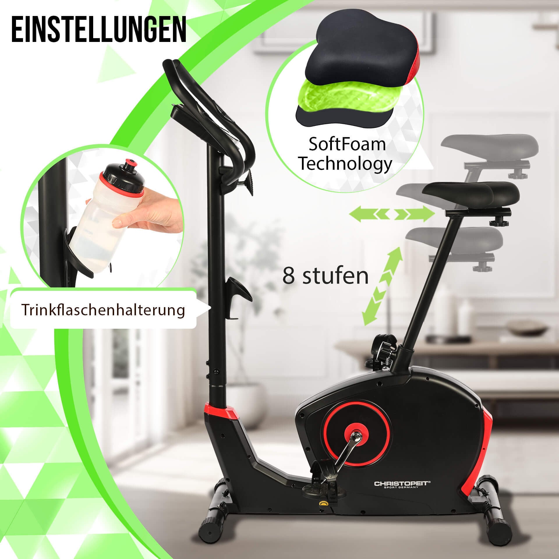 Christopeit Sport® Ergometer »ET 3.0«, (Kinomap kompatibel), Schwungmasse ca. 7 kg, 32 Widerstandsstufen