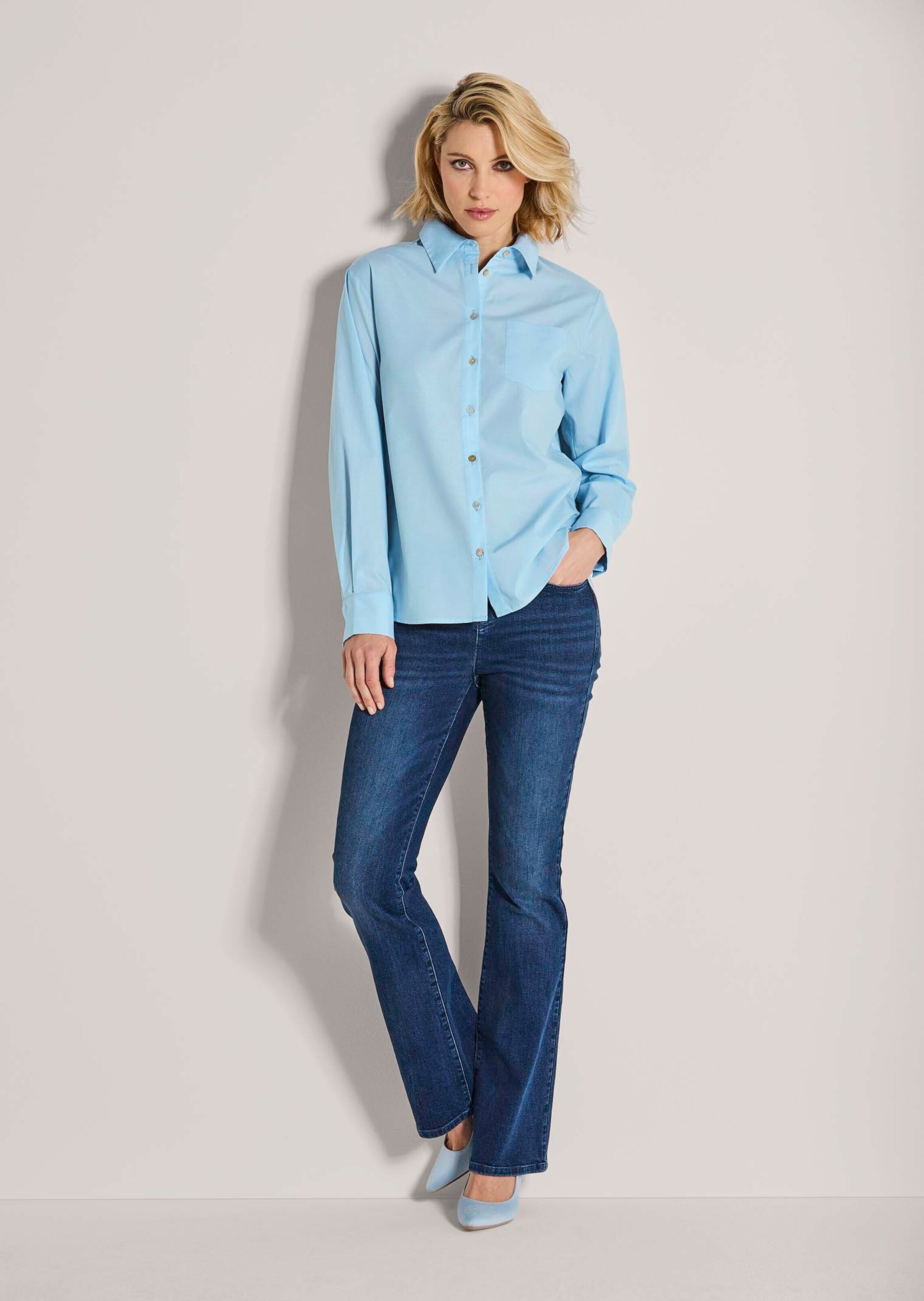 MADELEINE Hemdbluse »Hemdbluse Elegante Langarmbluse mit Hemdkragen« Bluse mit aufgesetzter Tasche