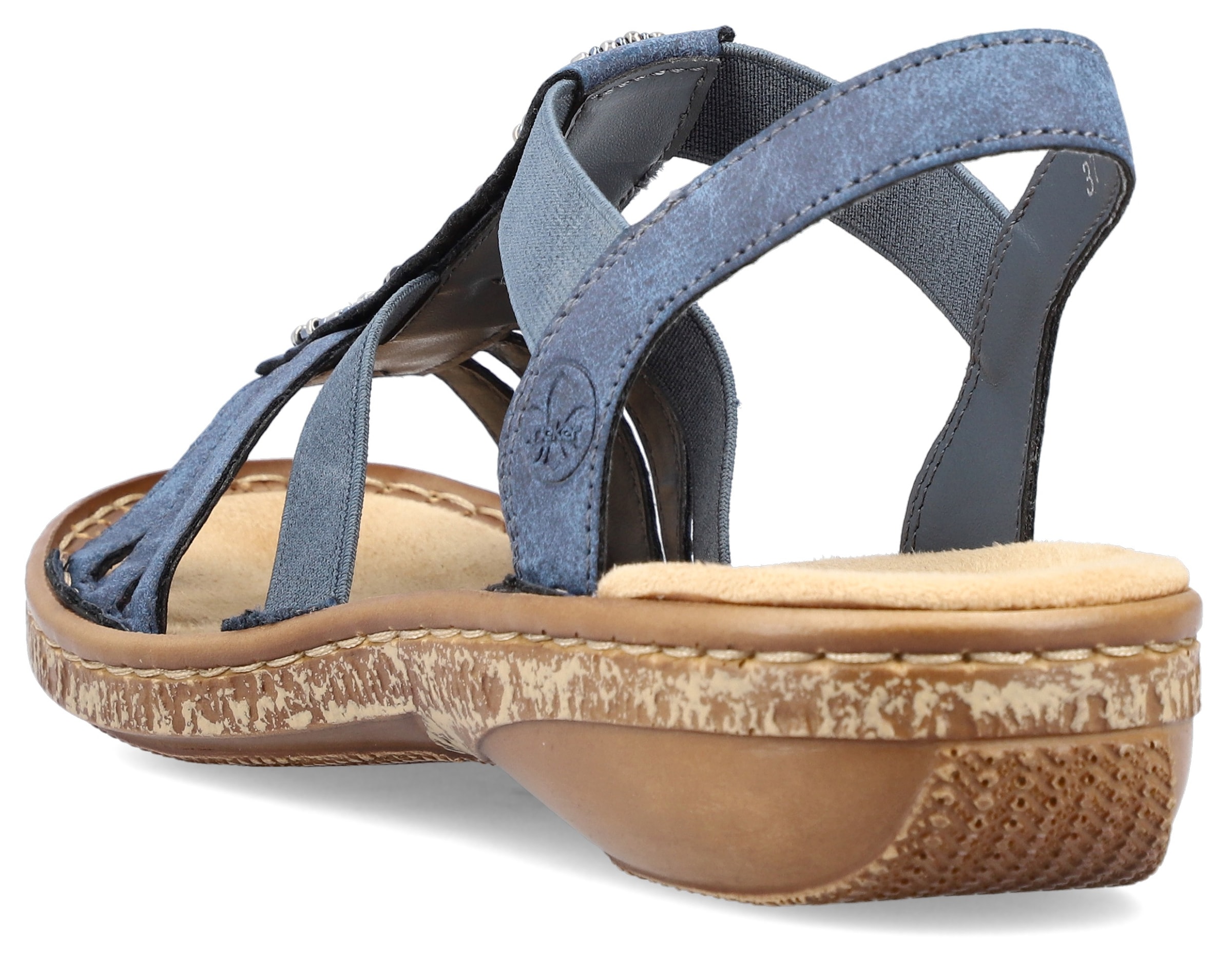 Rieker Riemchensandale, Sommerschuh, Sandalette, Keilabsatz, mit Zierperlen besetzt