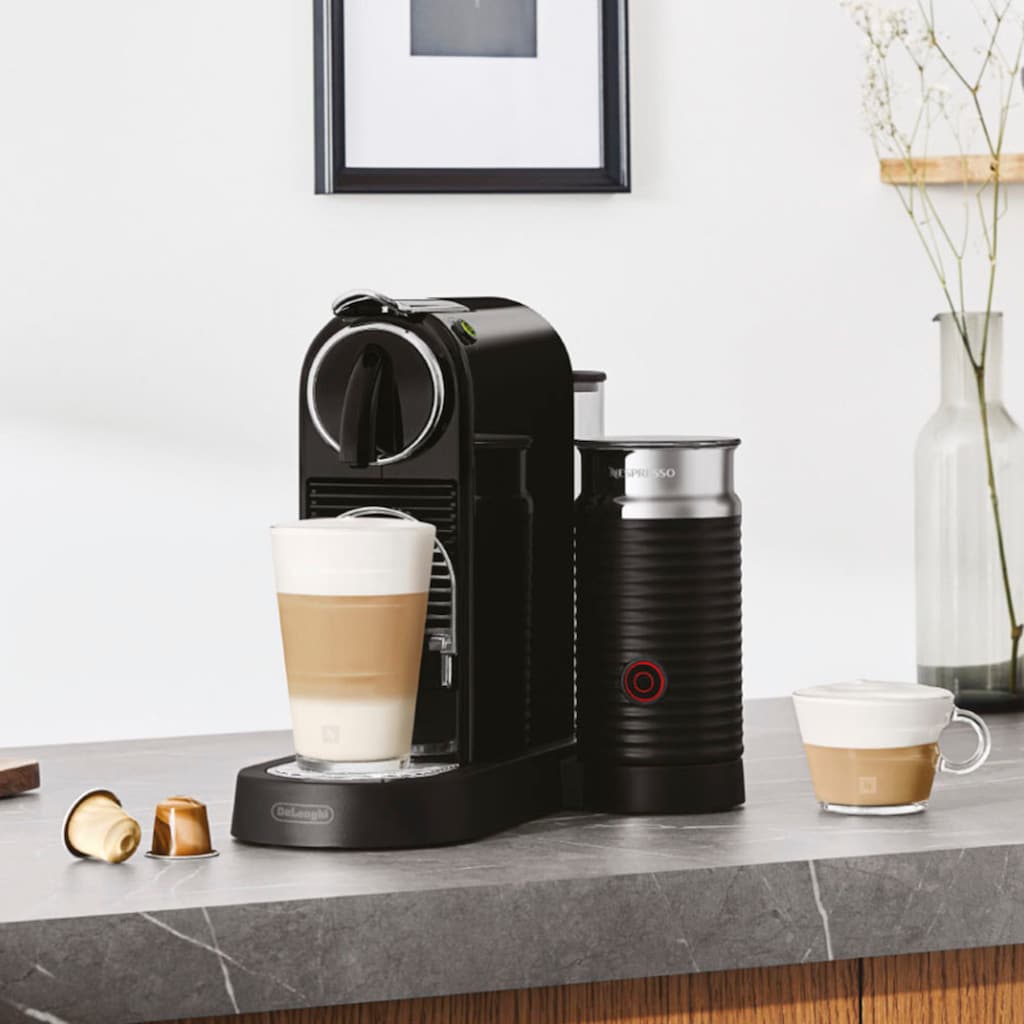 Nespresso Kapselmaschine »CITIZ EN 267.BAE von DeLonghi, Schwarz«, inkl. Aeroccino Milchaufschäumer, Willkommenspaket mit 7 Kapseln