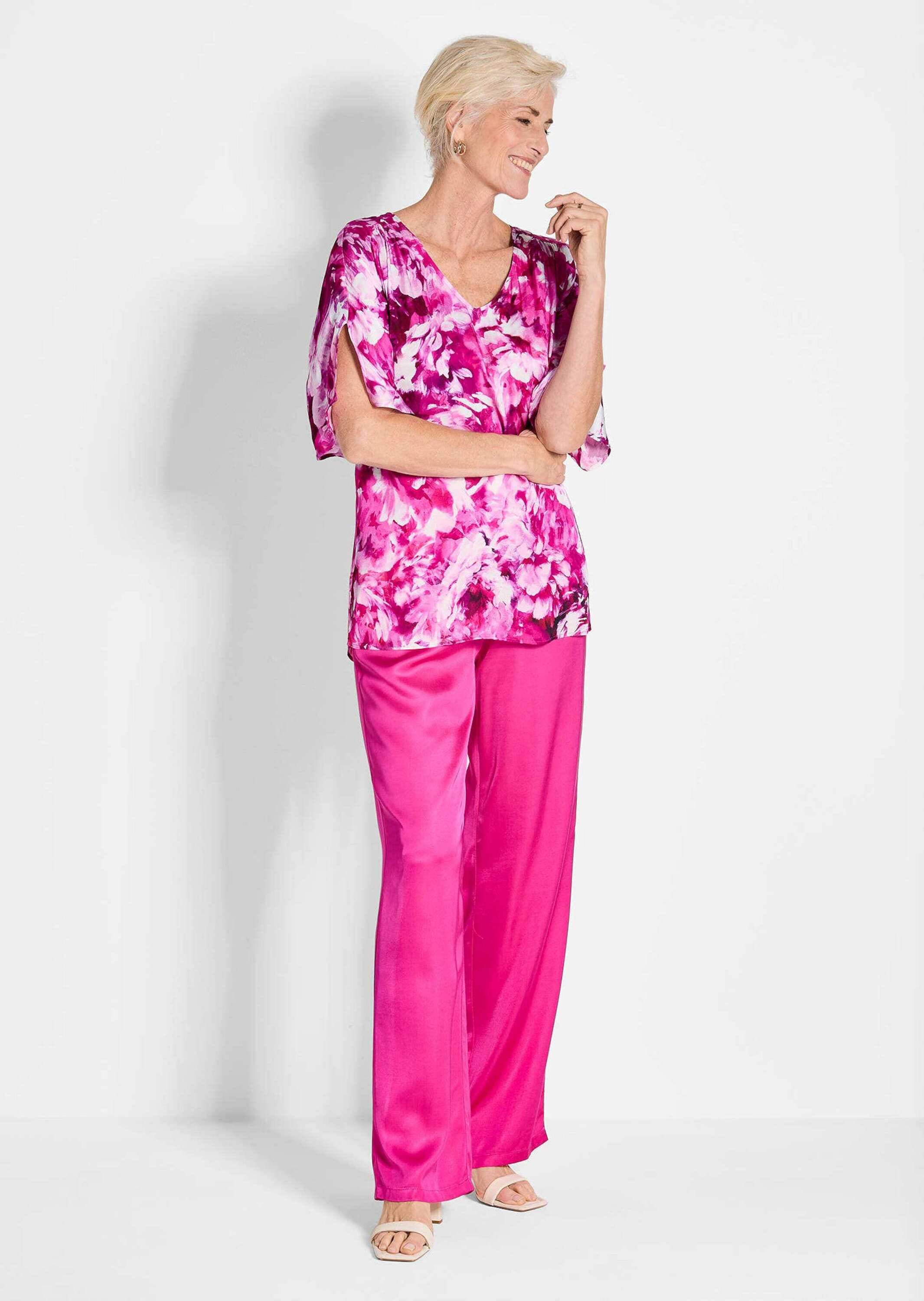 GOLDNER Satinbluse »Viskosebluse mit floralem Design«