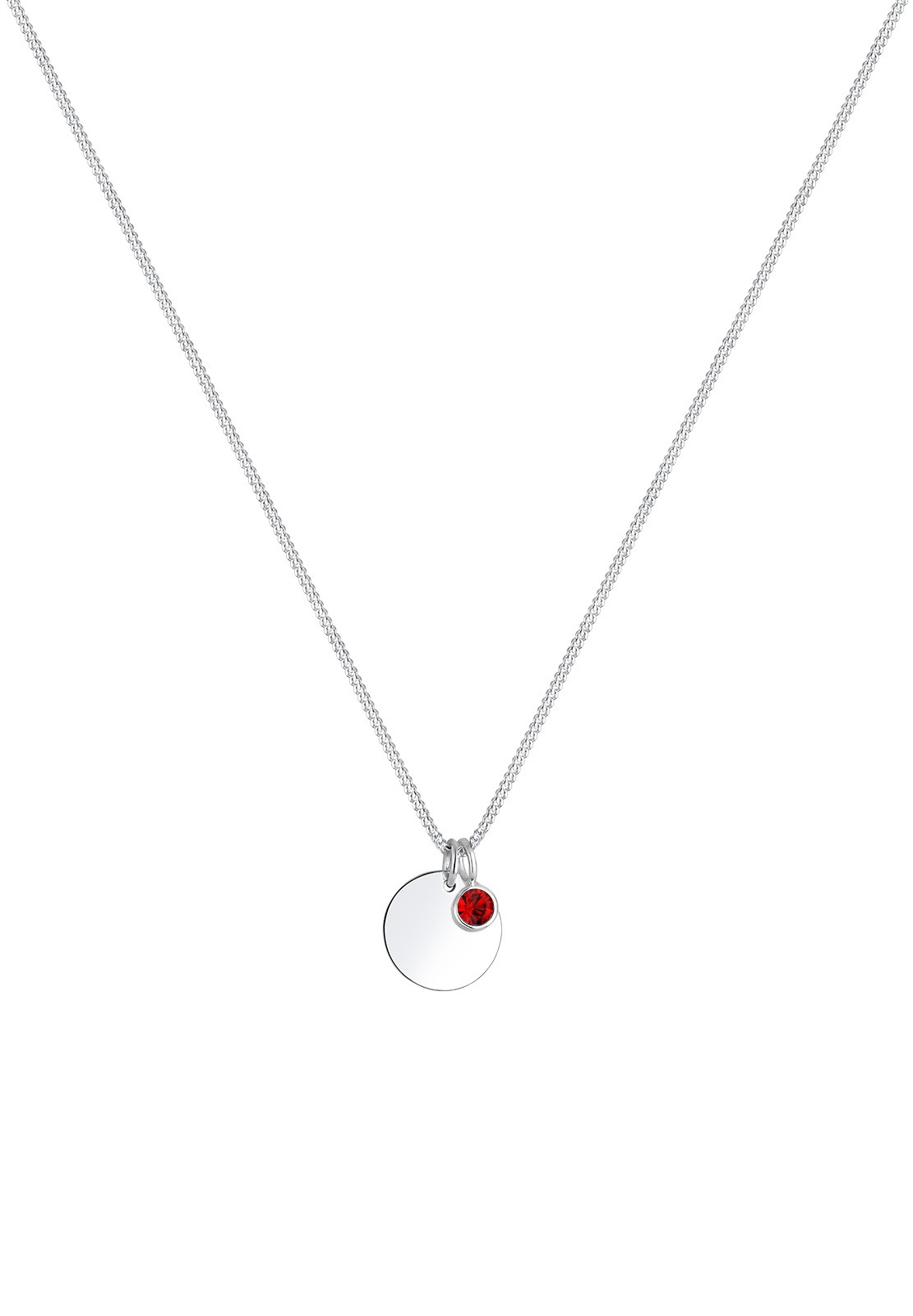 Elli Silberkette »Halskette Plättchen mit Geburtstein Kristalle 925 Sterling silber«
