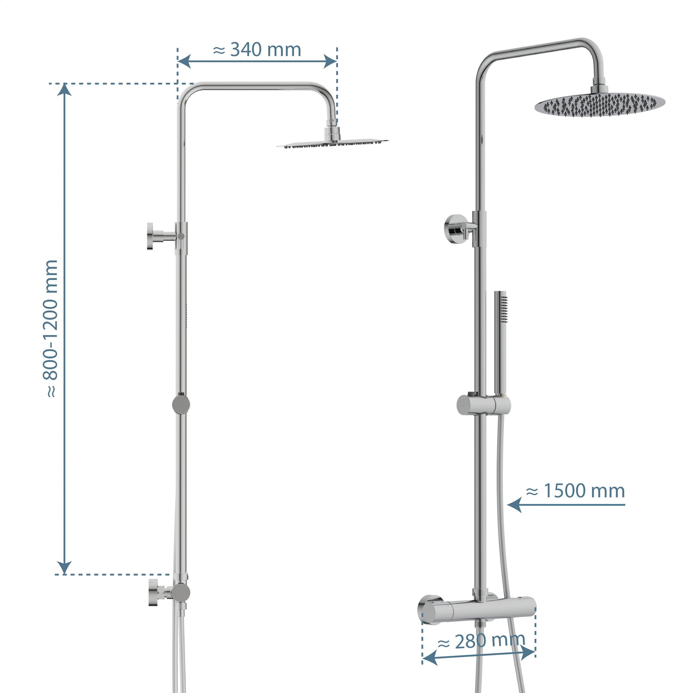 Schütte Brausegarnitur »AQUADUCT«, höhenverstellbar 80-120 cm, Antikalk, wassersparend