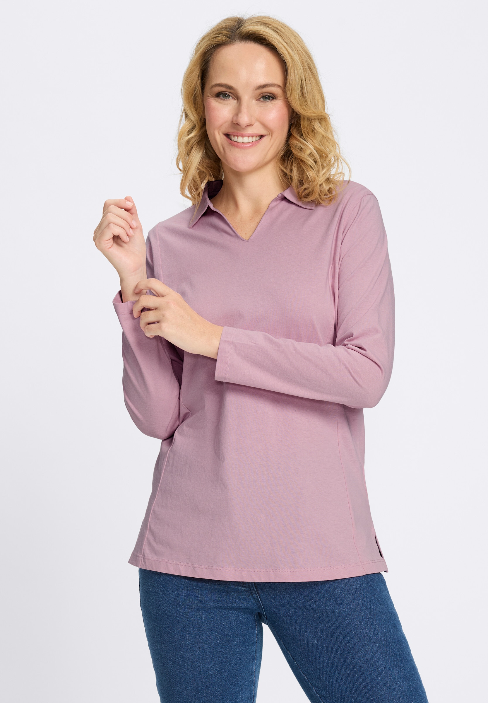 Sieh an! Longshirt »Poloshirt Poloshirt mit Seitenschlitzen«