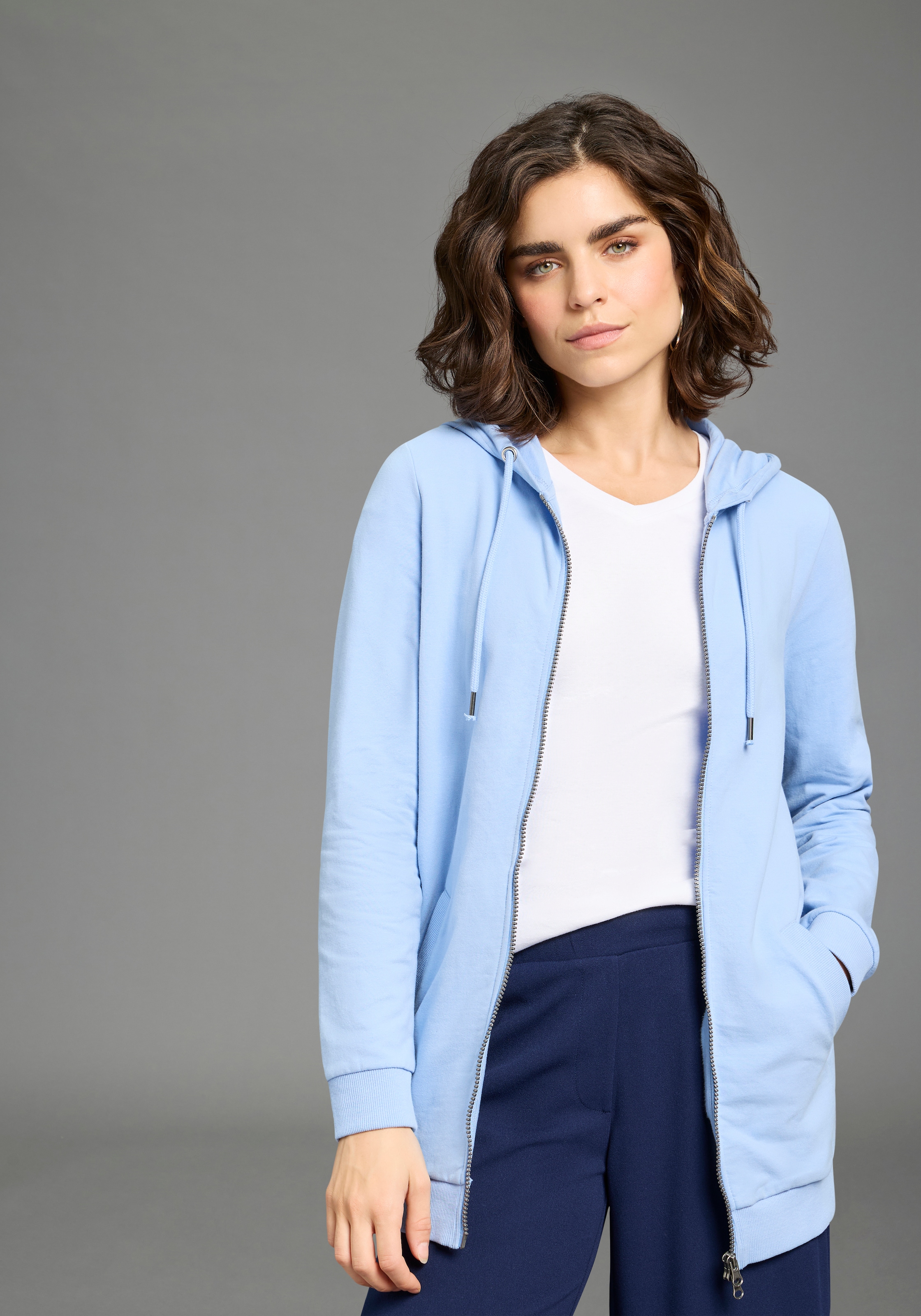 Flashlights Sweatjacke in langer Form mit Zipper