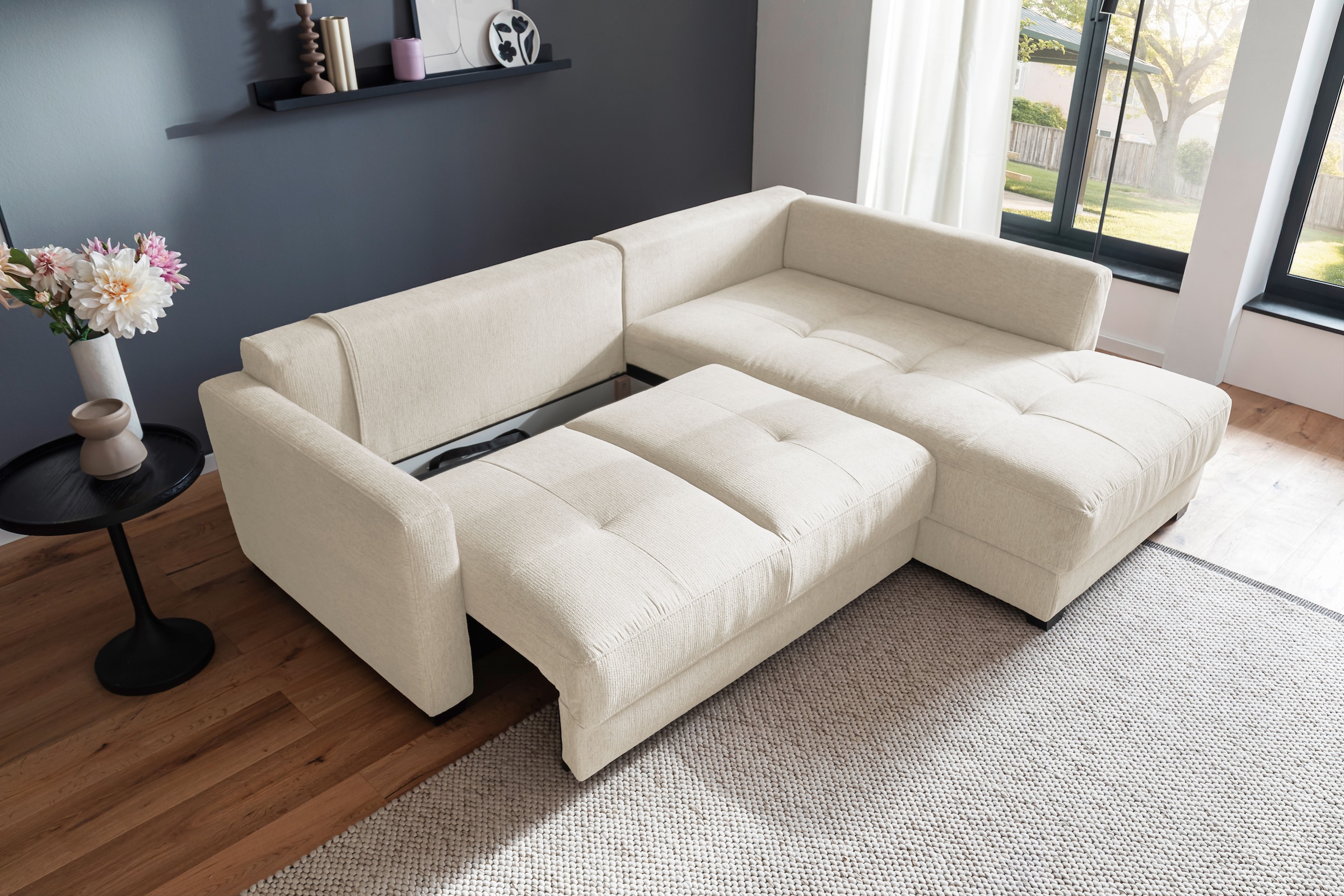 Mr. Couch Ecksofa »Pierre, L-Form mit BoxSpring« Mit Boxpring-Taschenfederkern