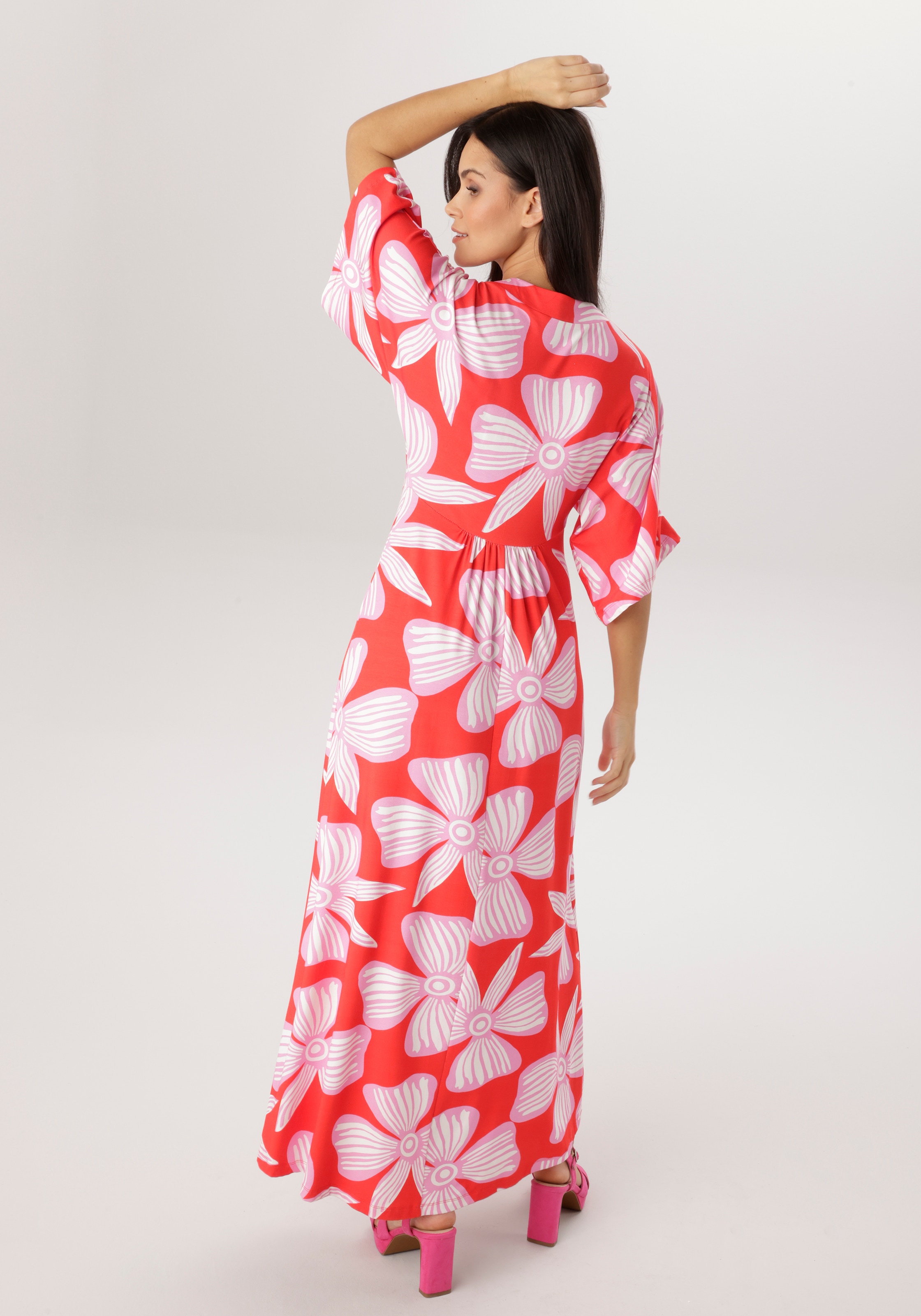 Aniston SELECTED Maxikleid mit weiten, 3/4-langen Ärmeln - NEUE KOLLEKTION