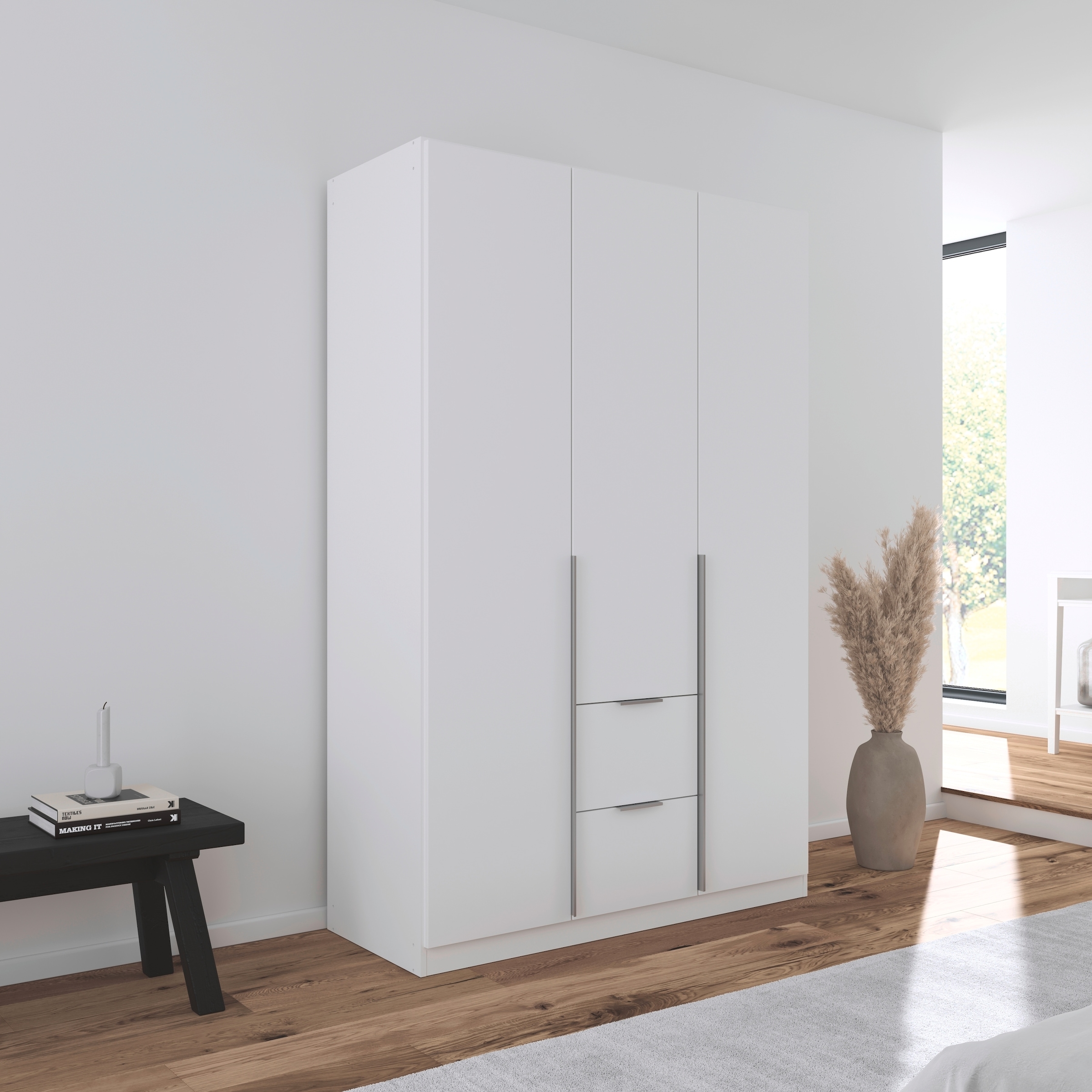 rauch Drehtürenschrank »Kleiderschrank Schrank Garderobe AGORDO mit Dekor- oder Hochglanzfront«, (in zwei Griff-Farben mit Dekor- oder Hochglanzfront), mit Außenschubkästen, in 6 Breiten und 2 Höhen MADE IN GERMANY