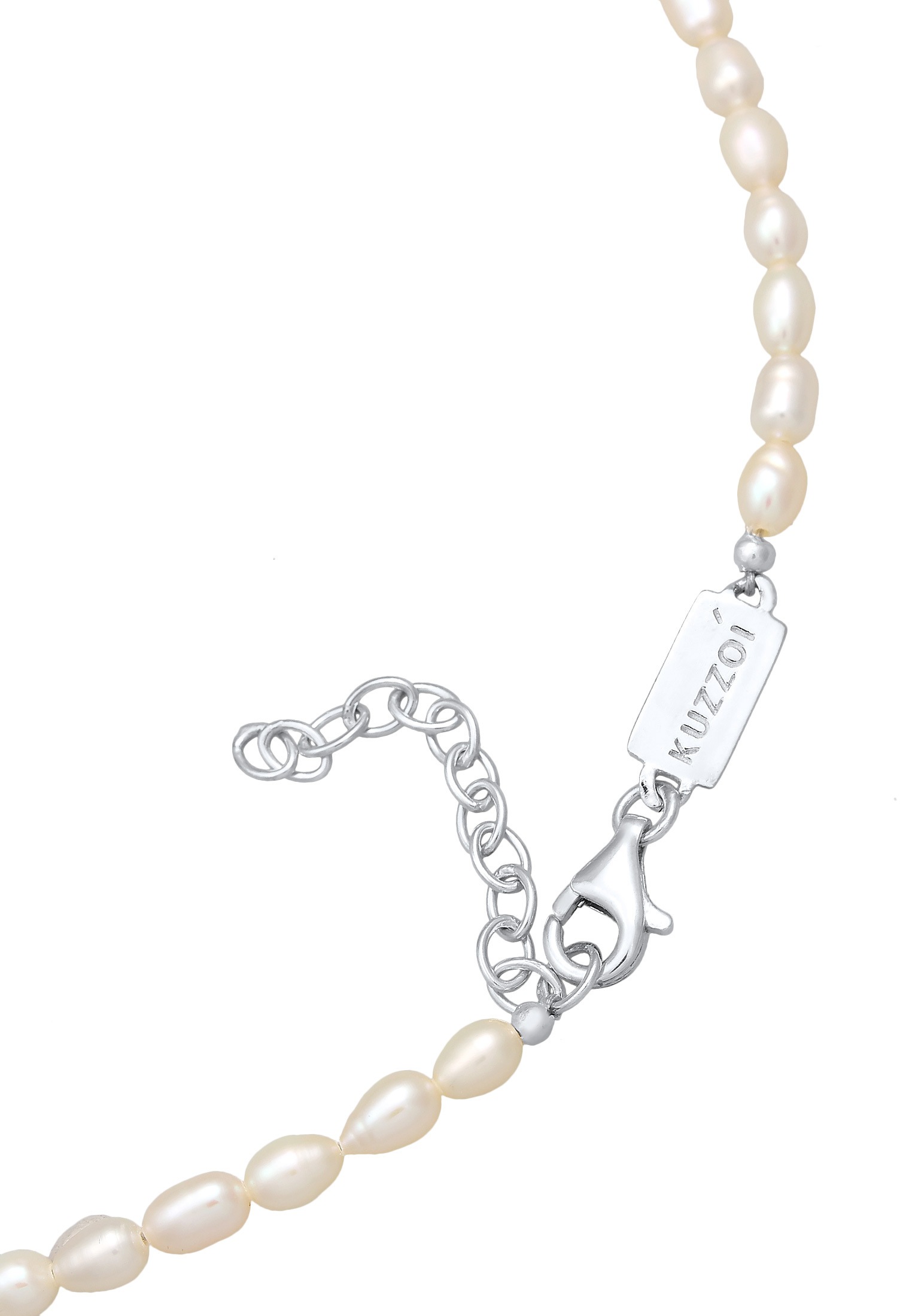 Kuzzoi Silberkette »Halskette Herren Süßwasser-Zuchtperle Oval 925 Silber«