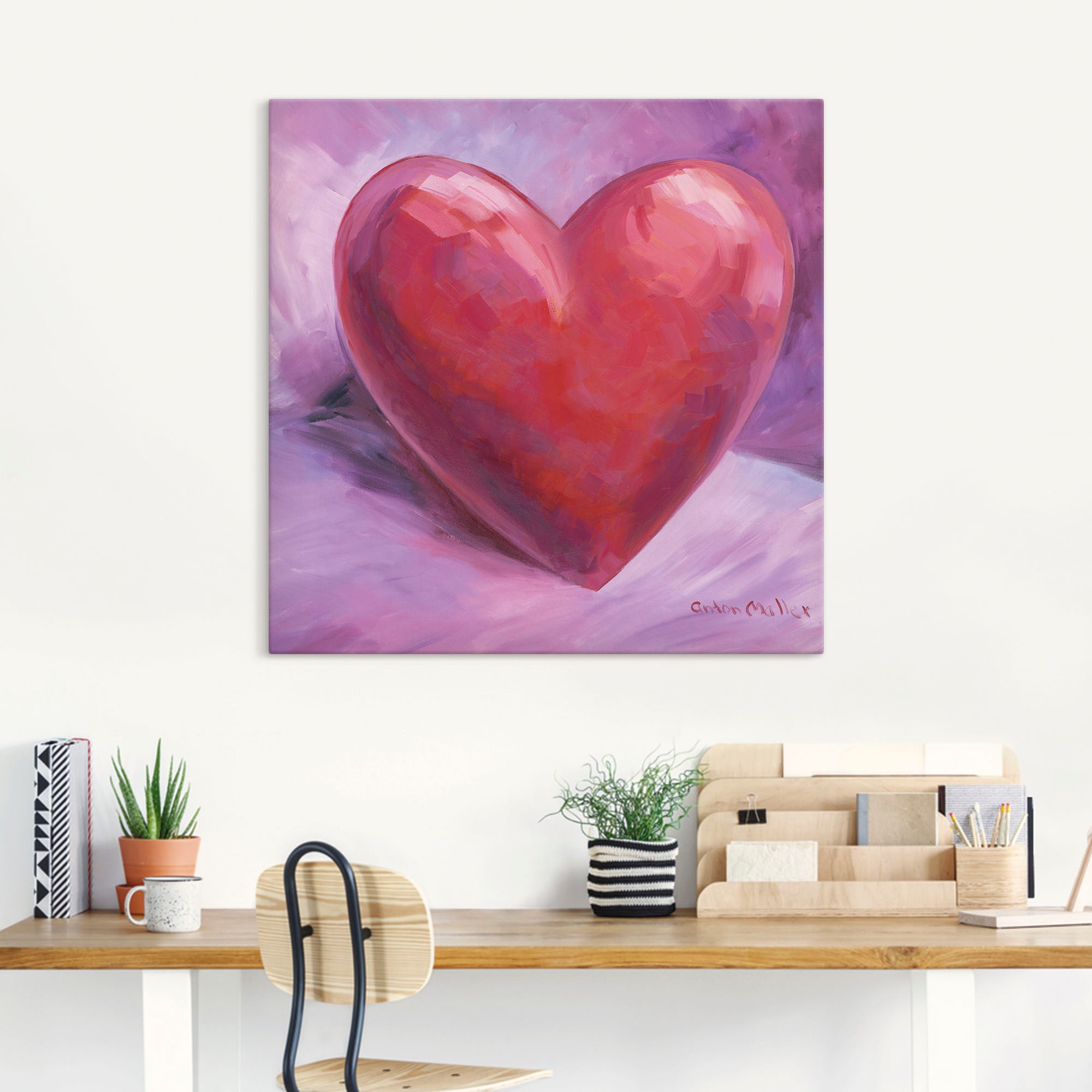 Artland Leinwandbild »Lila Herz« Herzen 1 Stk. tlg. auf Holzrahmen gespannt