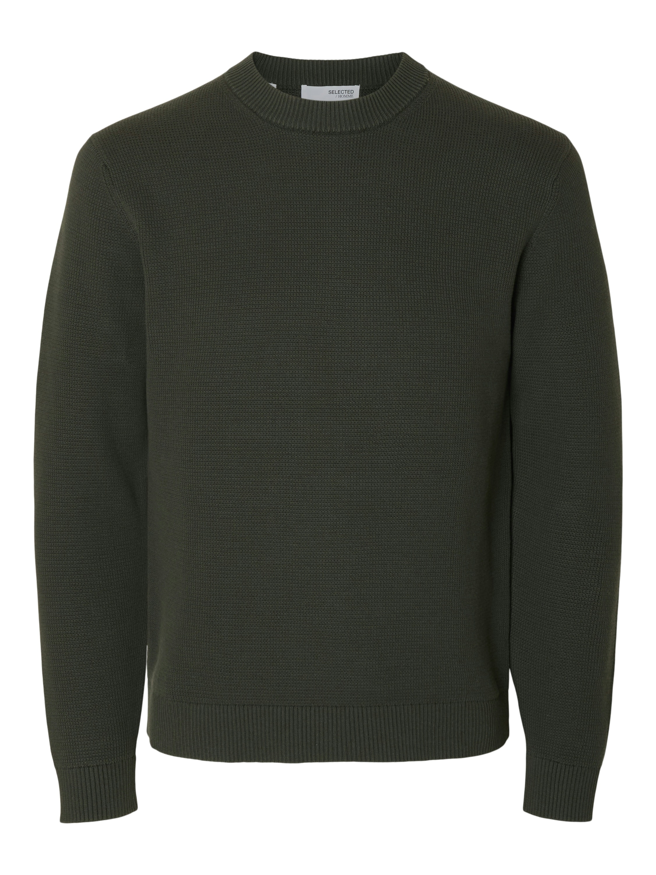 SELECTED Rundhalspullover »SLHDANE LS KNIT STRUCTURE CREW NECK NOOS« Baumwolle, regular fit