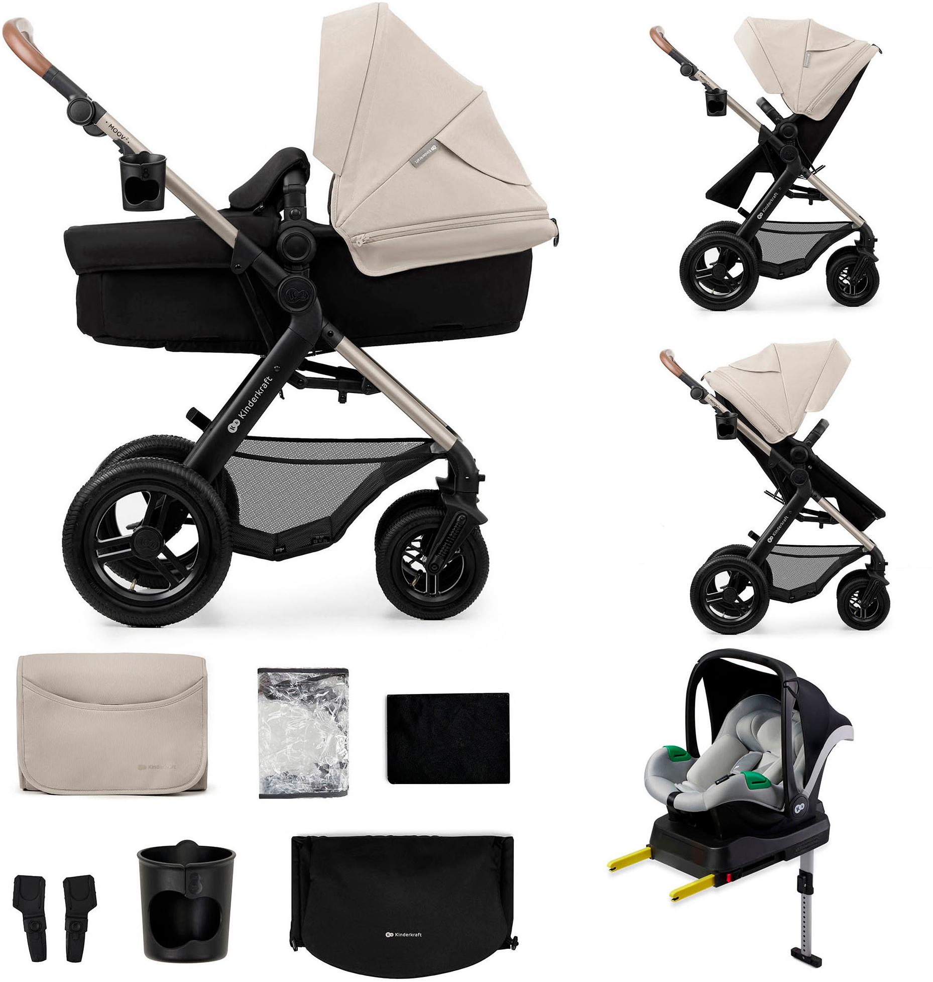 Kinderkraft Kombi-Kinderwagen »MOOV 2 4in1 AIR« 27 kg mit Luftreifen