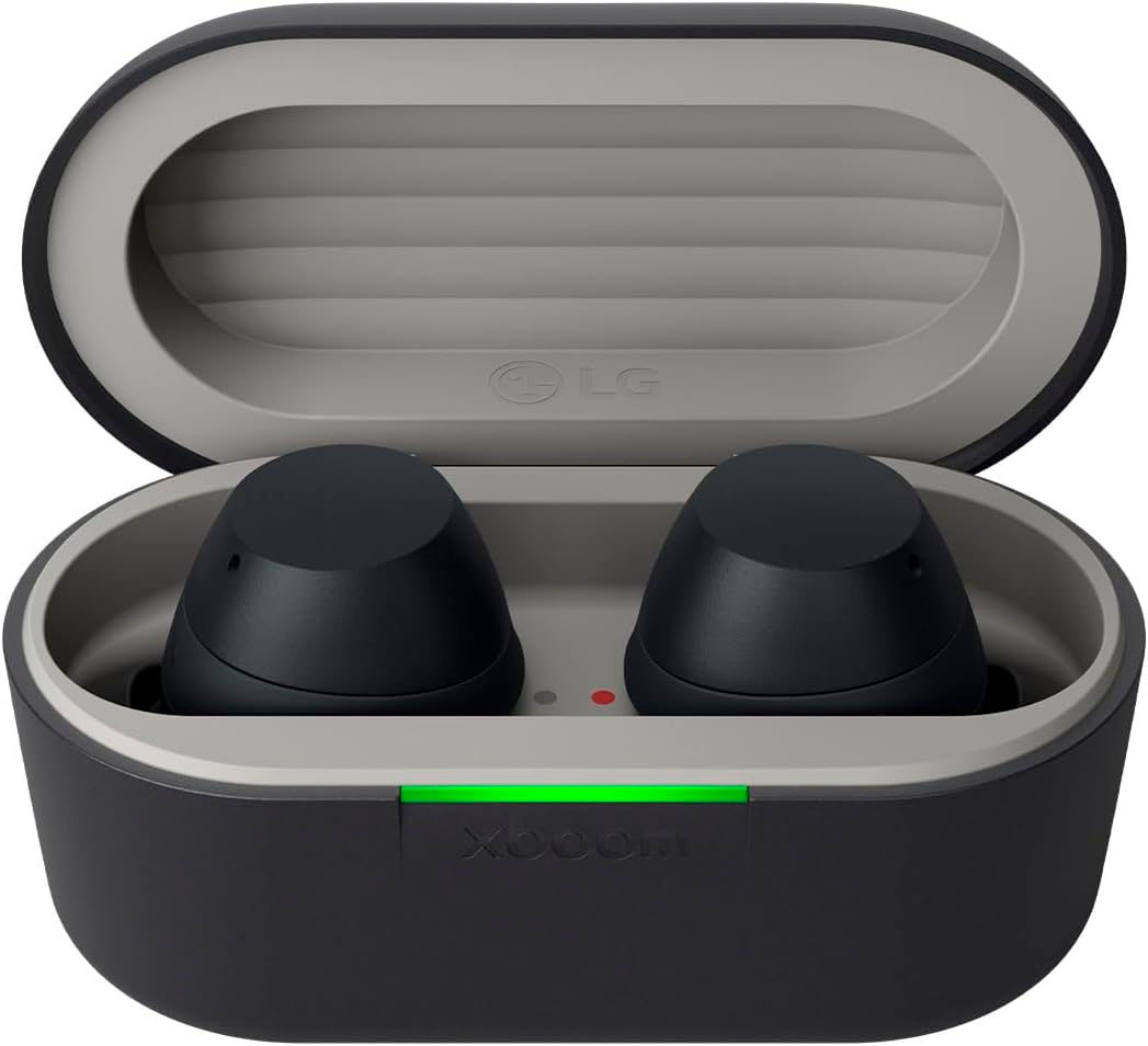LG Bluetooth-Kopfhörer »xboom Buds Lite«, Bluetooth, Active Noise Cancelling (ANC)-Freisprechfunktion-LED Ladestandsanzeige-Multi-Point-Verbindung-Rauschunterdrückung-Sprachsteuerung-kompatibel mit Siri