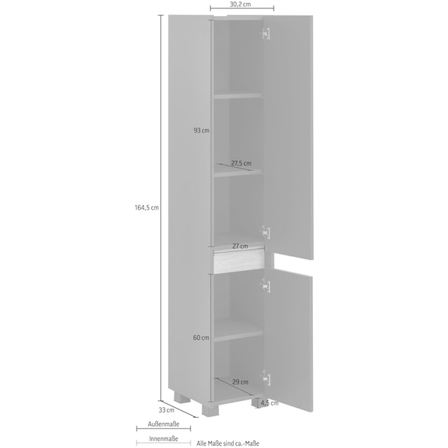 Schildmeyer Hochschrank »Cosmo«, Höhe 164,5 cm, Badezimmerschrank, Blende  im modernen Wildeiche-Look bequem bestellen
