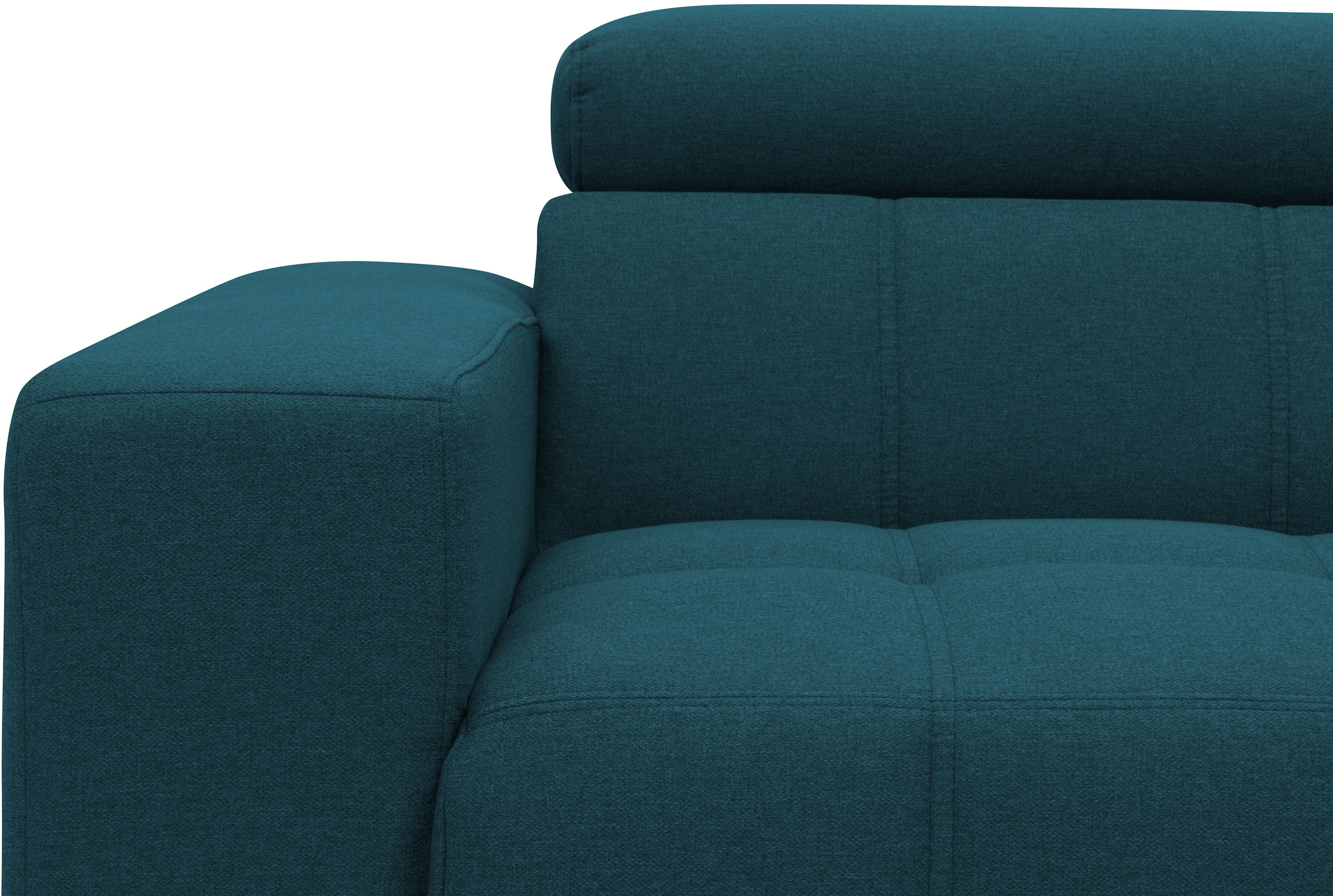 DOMO collection Ecksofa »Trento L-Form, mit Kufenfuß oder Einzelfuß«, wahlweise mit Kopfteilverstellung, Recamiere links/rechts bestellbar