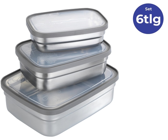 Maximex Lunchbox »Edelstahl«, (Set, 3 tlg.), Brotdosen in 3 Größen, luftdichte Deckel, spülmaschinengeeignet