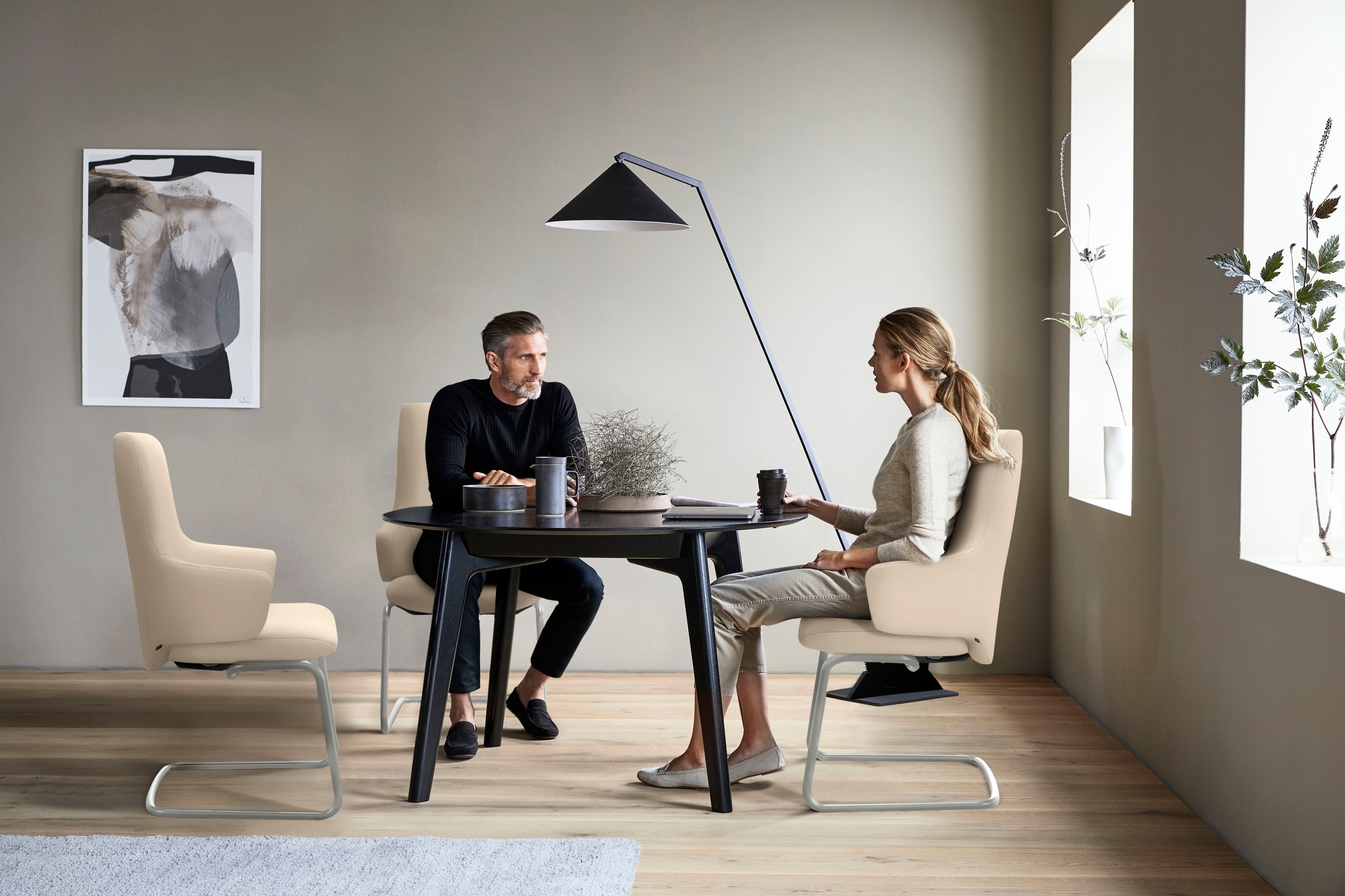 Stressless® Polsterstuhl »Laurel«, Leder BATICK, High Back mit Armlehne, Größe L, mit Beinen aus Stahl in Chrom matt