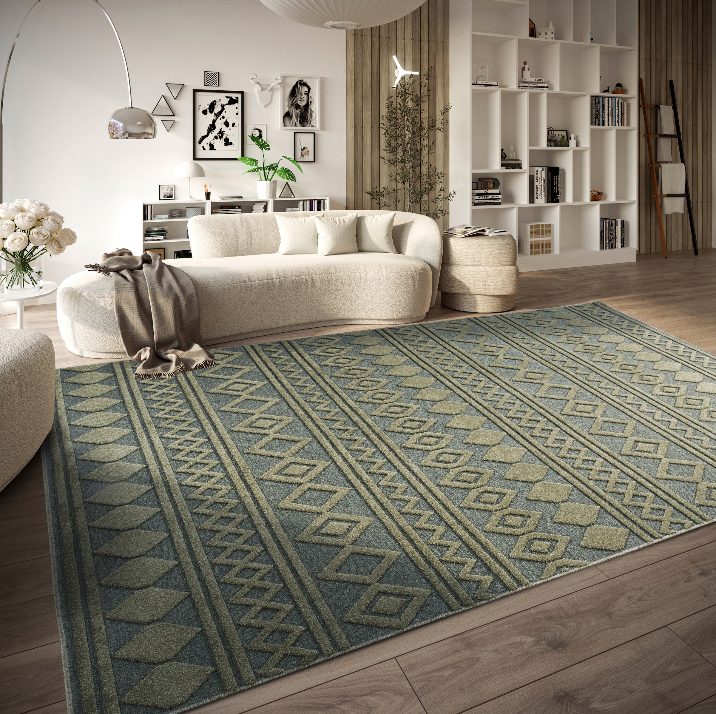 Villeroy & Boch Teppich »Catherine«, rechteckig, 5,5 mm Höhe, Nachhaltig, Wohnzimmer, Schlafzimmer, Modern, Hoch-Tief Effekt, Flur