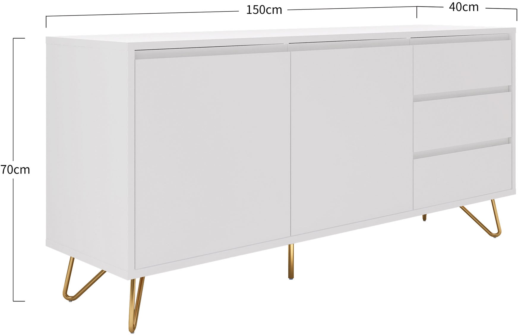 SalesFever Sideboard, Kommode mit Hairpin Beinen, Breite 150 cm