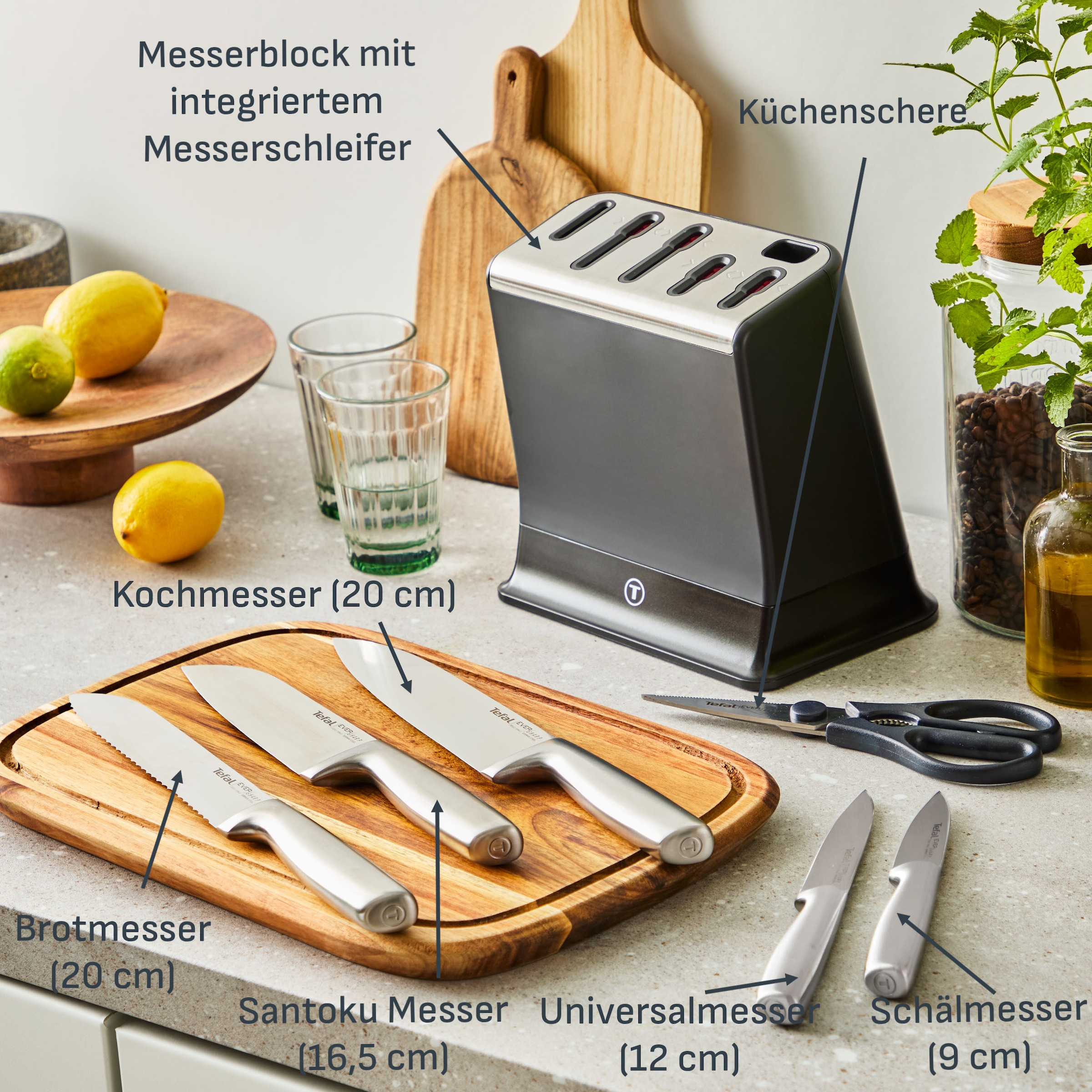 Tefal Messer-Set »EverSharp Pro« selbstschärfender Messerblock, Klingen aus deutschem Edelstahl