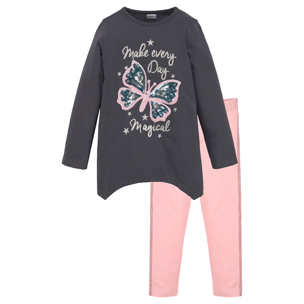 KIDSWORLD Longshirt & Leggings »für kleine Mädchen«, (Set, 2 tlg.), mit Glitzerdetails