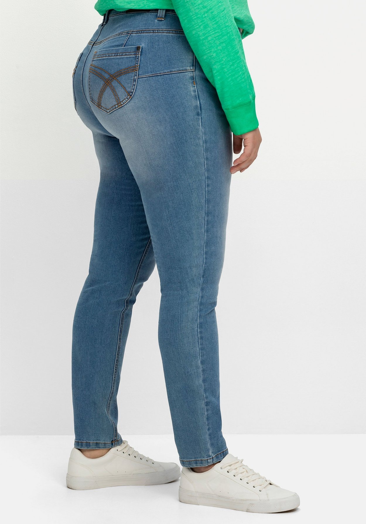 Sheego Stretch-Jeans »Jeans für sehr schmale Beine und mehr Bauch«