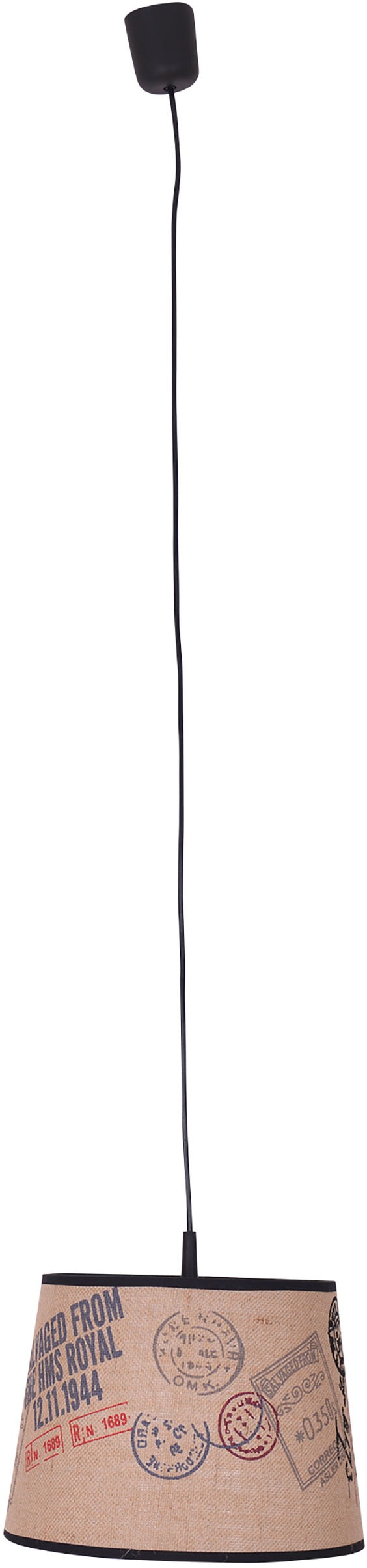 näve Pendelleuchte »PRINT« E27 1 Stk. E27 max. 60W, Kunststoff/Textil, Farbe: braun + rot/schwarze Motive