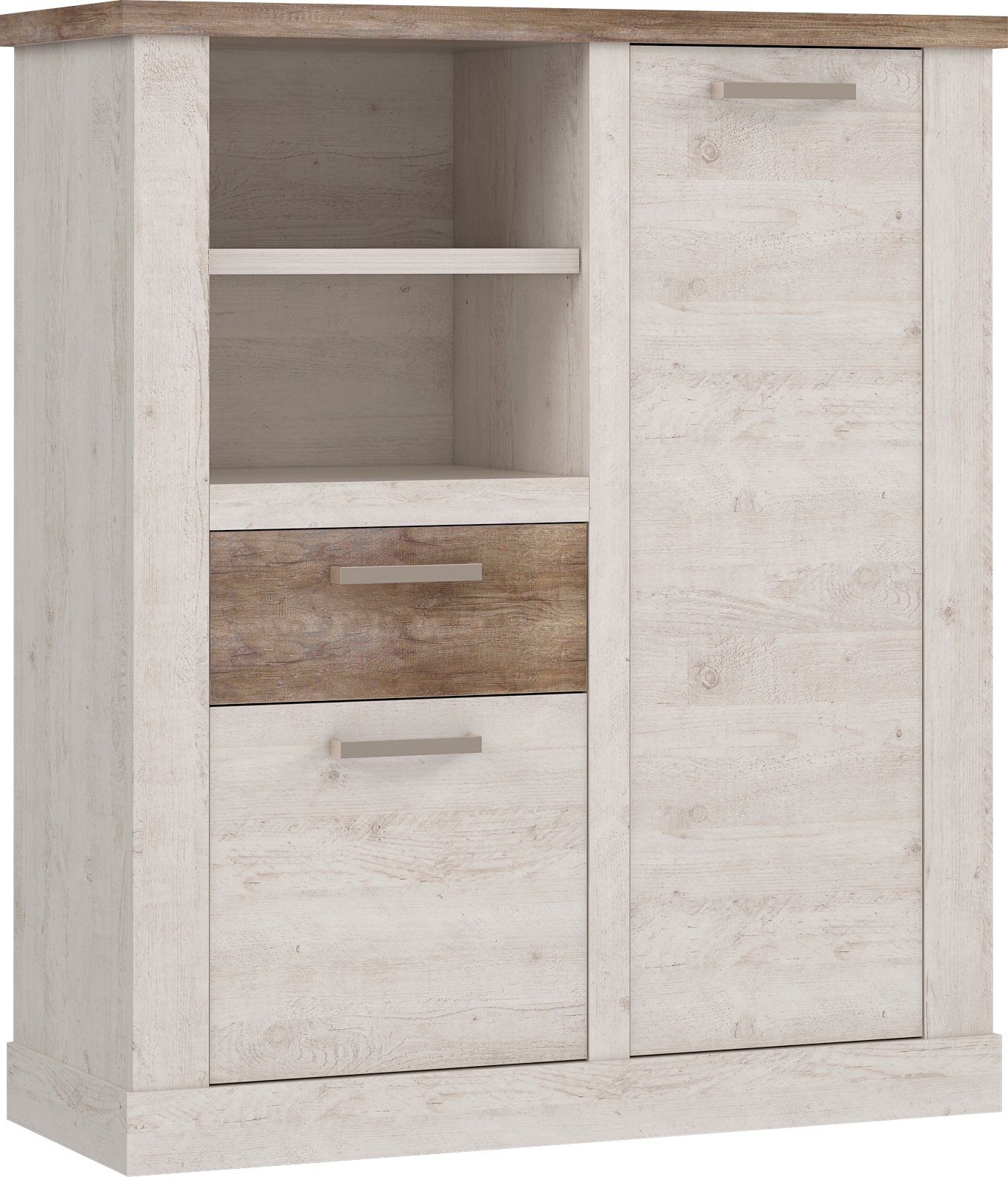 FORTE Highboard »Duro«, Mehrzweckschrank mit Türen & Schublade, Landhausstil, Breite 109,8 cm