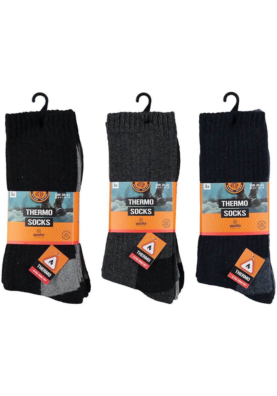 Apollo Basicsocken »THERMAL/TRACKING SOCKS«, (3er Pack)