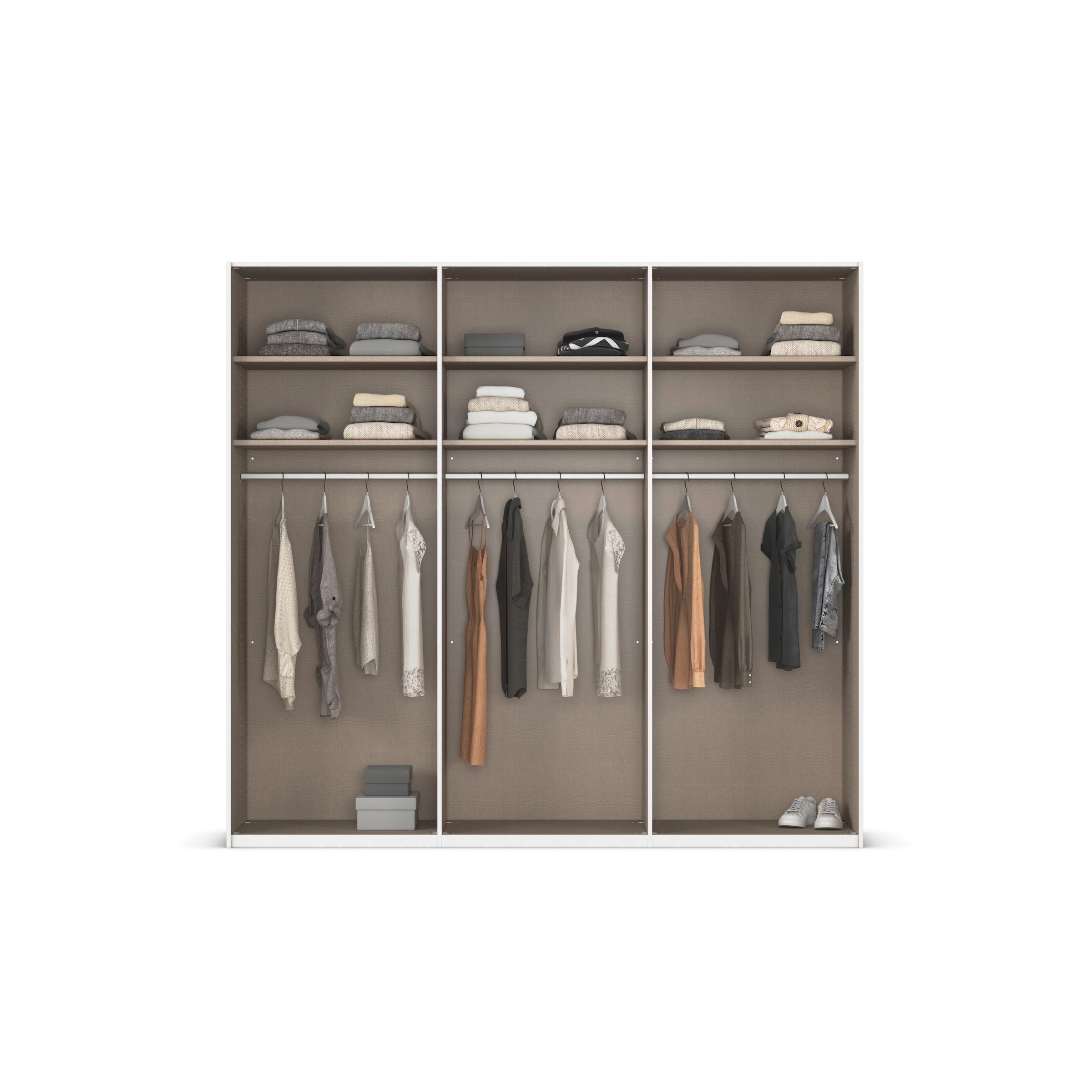 rauch Schwebetürenschrank »Kleiderschrank Schrank Garderobe Schlafzimmerschrank EVELYN«, in elegantem Stil, in 5 Breiten, Griffe in Korpusfarbe MADE IN GERMANY