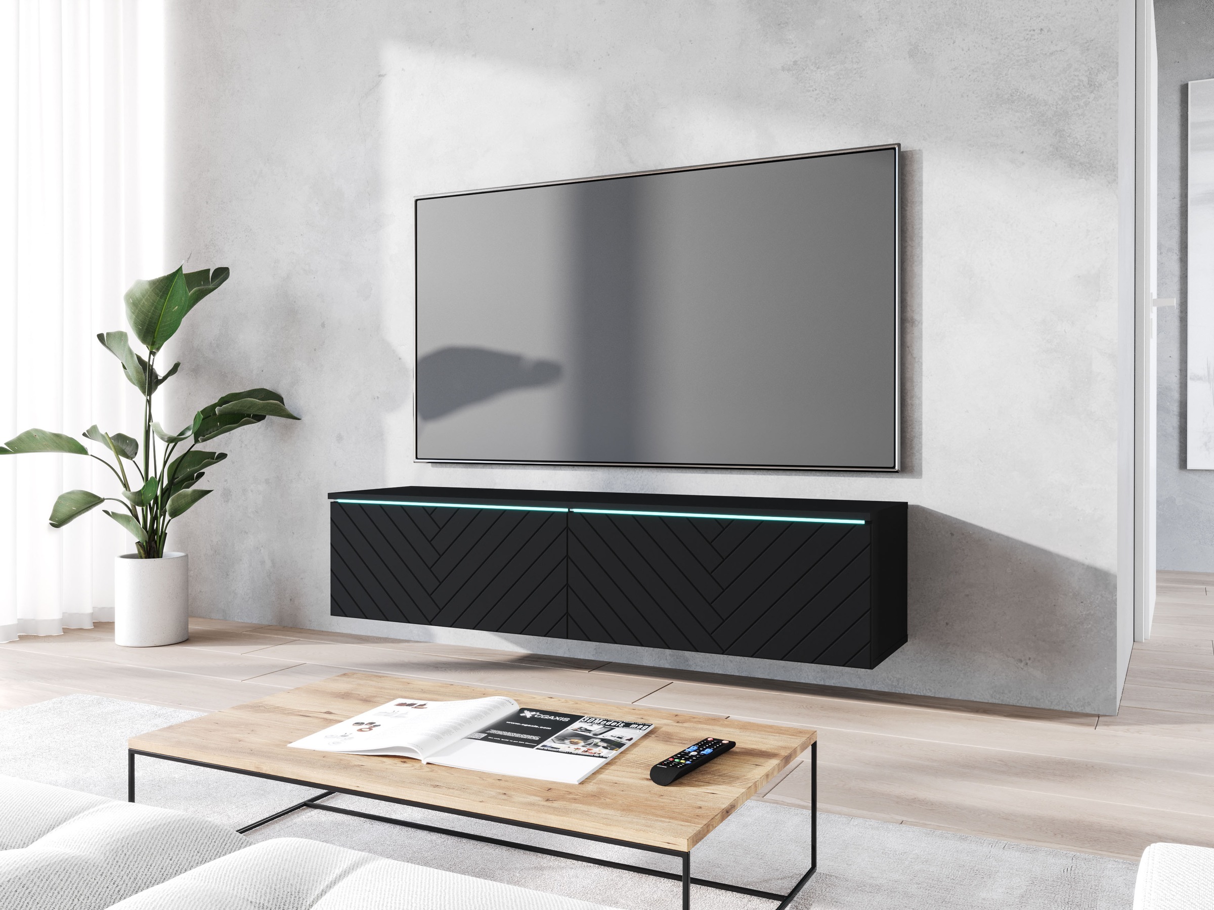 INOSIGN Lowboard »wahlweise mit oder ohne Beleuchtung« 1 Stk. tlg. 140 cm TV-Board ohne Griffe, mit viel Stauraum, stehend und hängend