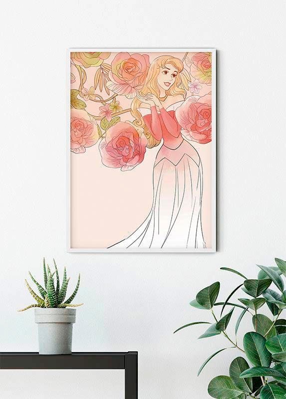 Komar Bild »Sleeping Beauty Roses«, Disney, (1 St.), Wandbild zur Dekoration im Kinderzimmer - ohne Rahmen