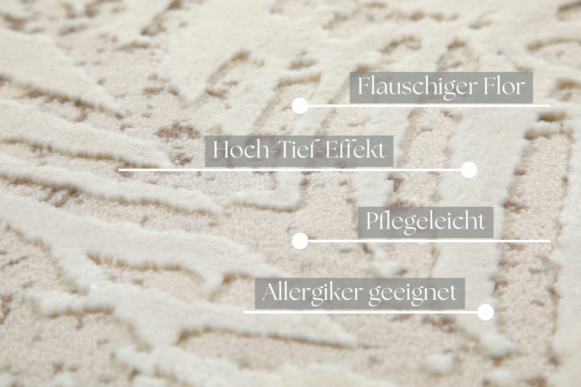 my home Teppich »Cirsten«, rechteckig, 10 mm Höhe, Kurzflor, florales, Bätter, Hoch Tief, weiche Oberfläche, Wohnzimmer