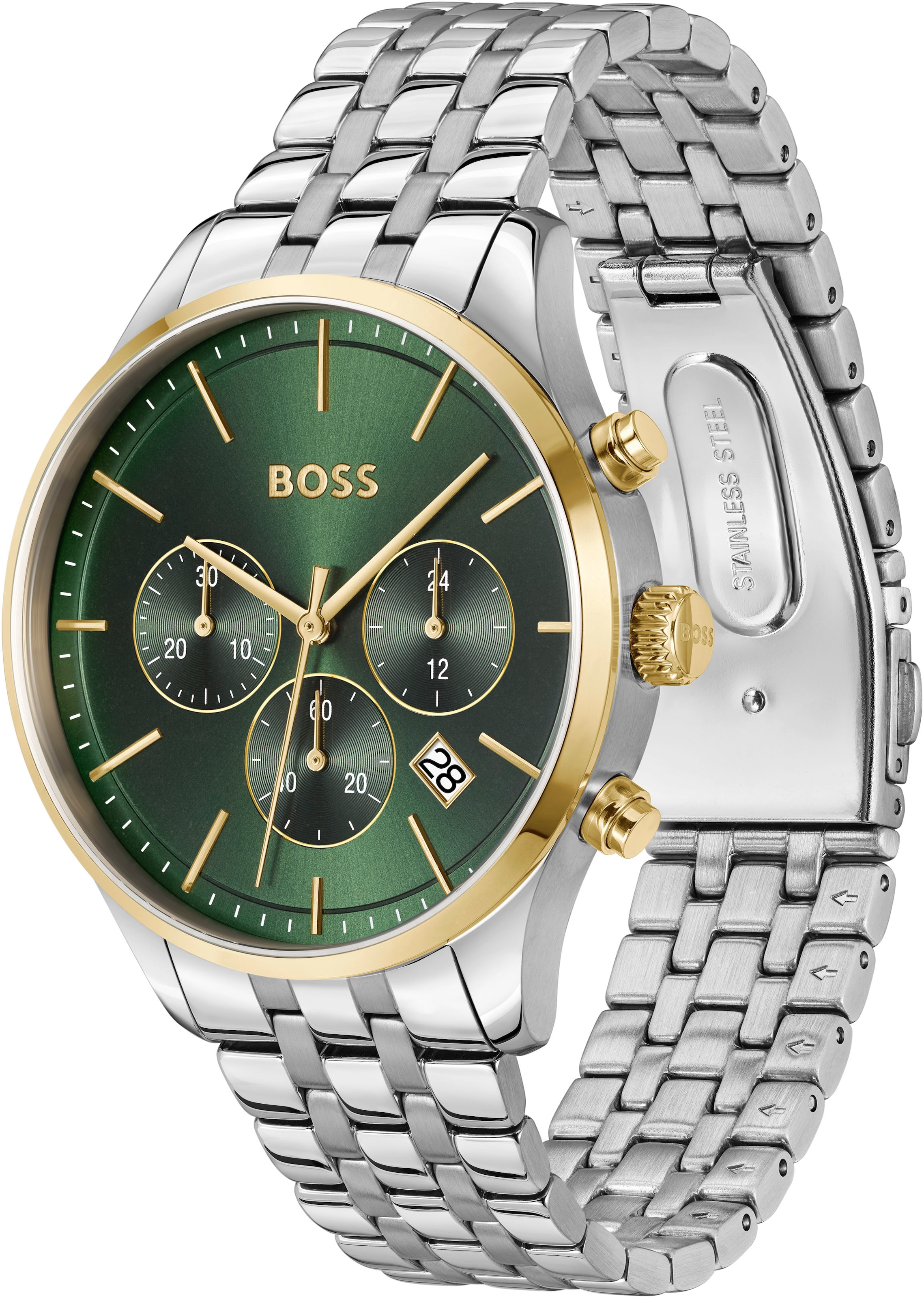 BOSS Chronograph »AVERY« Quarzuhr, Herrenuhr, Armbanduhr, Stoppfunktion, Edelstahlarmband